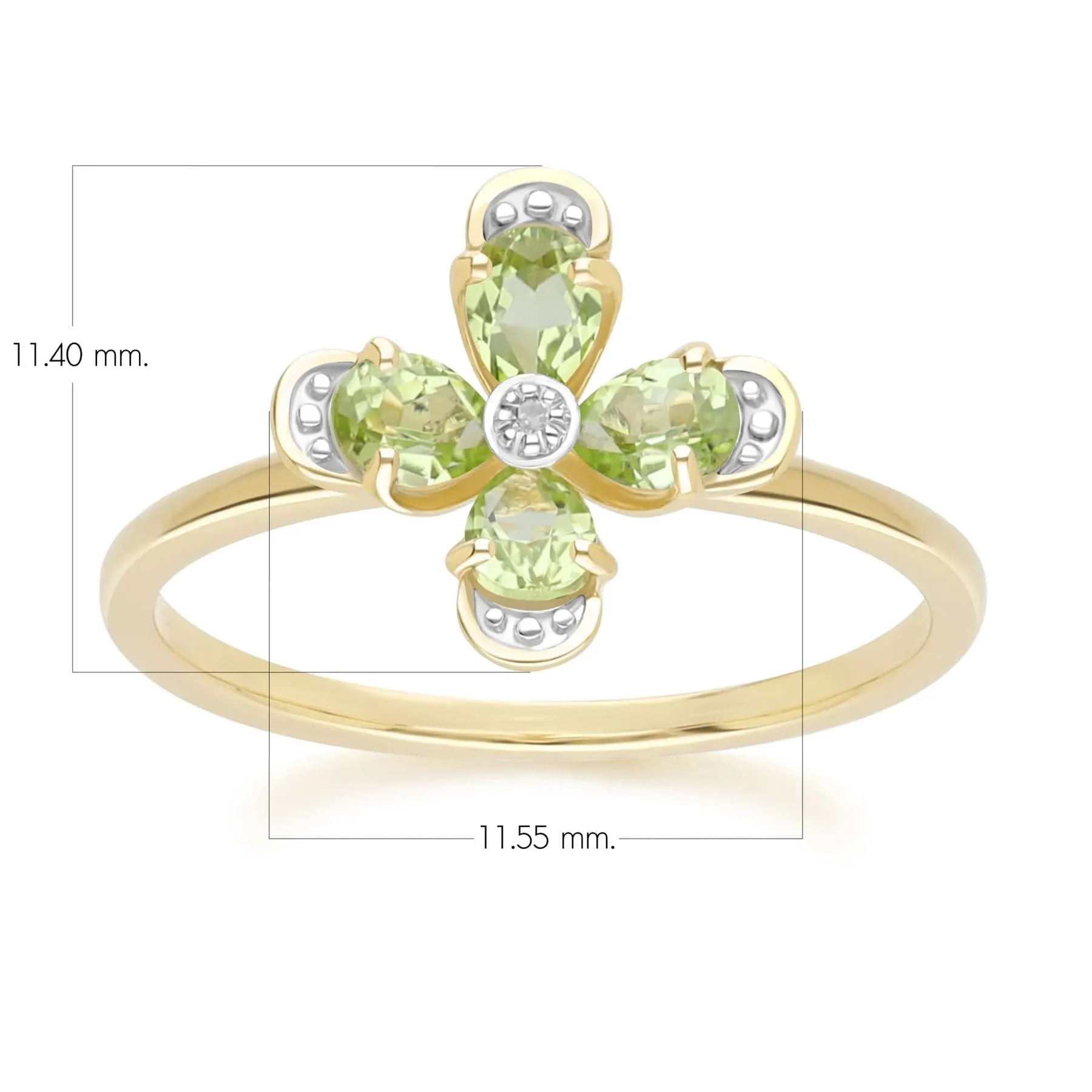 Floral Peridot & Diamond Ring in 9ct Yellow Gold sold by Gemondo Jewellery product image thumbnail 4
