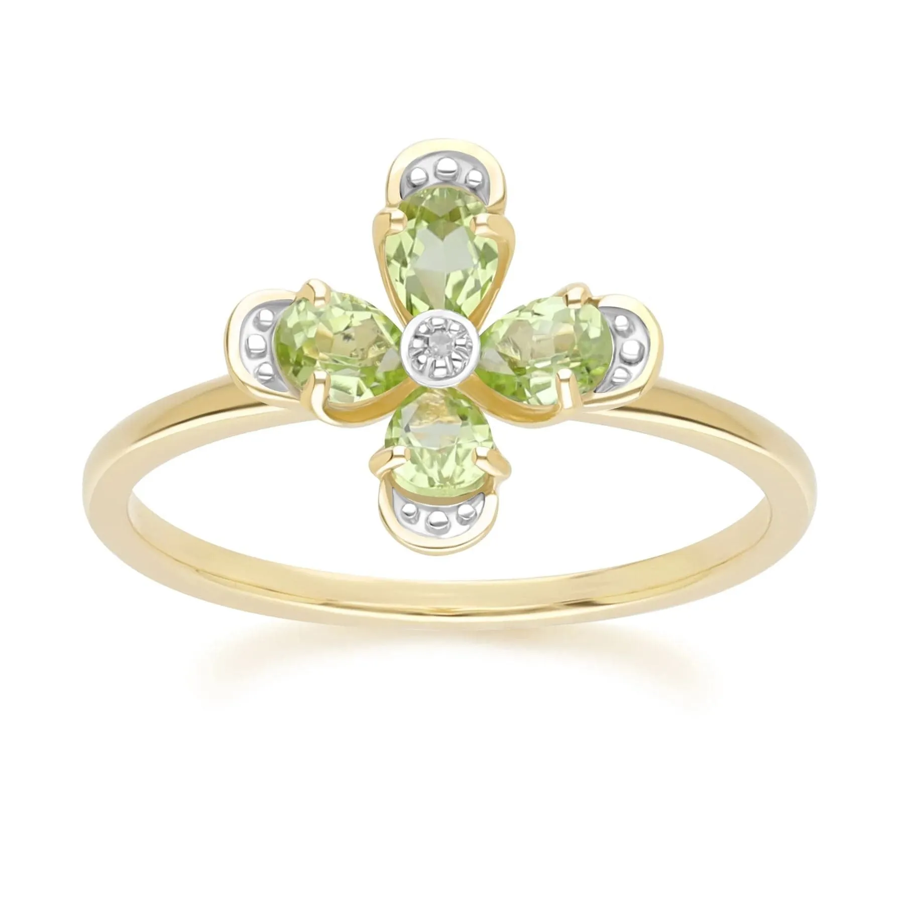 Floral Peridot & Diamond Ring in 9ct Yellow Gold sold by Gemondo Jewellery