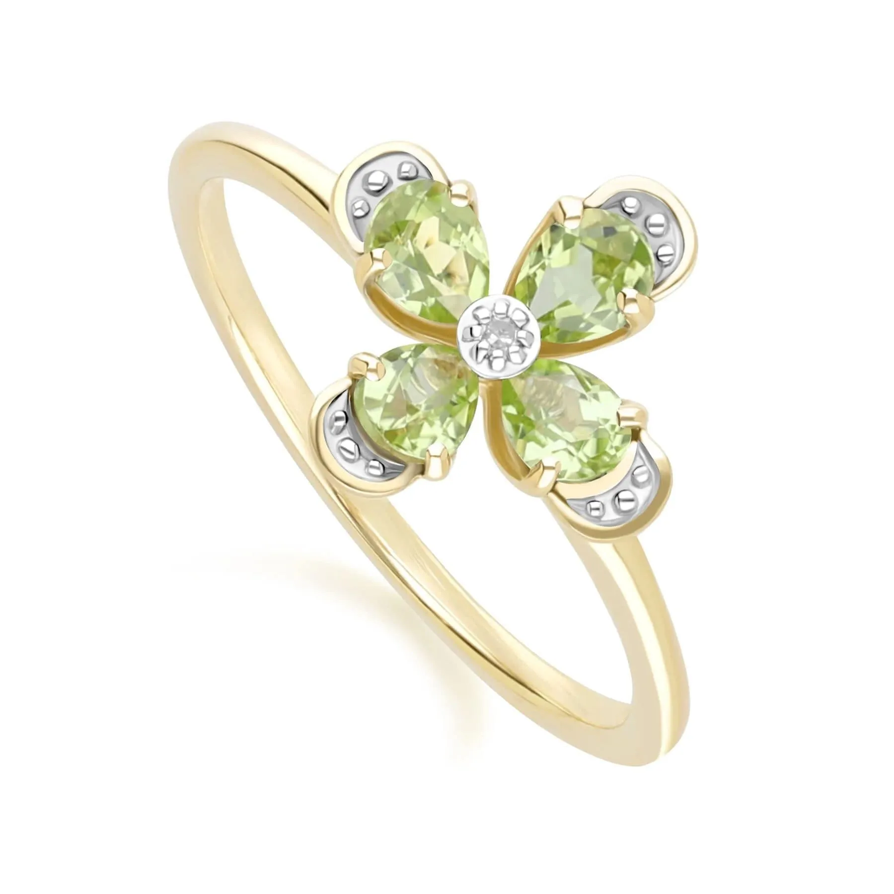 Floral Peridot & Diamond Ring in 9ct Yellow Gold sold by Gemondo Jewellery product image thumbnail 3