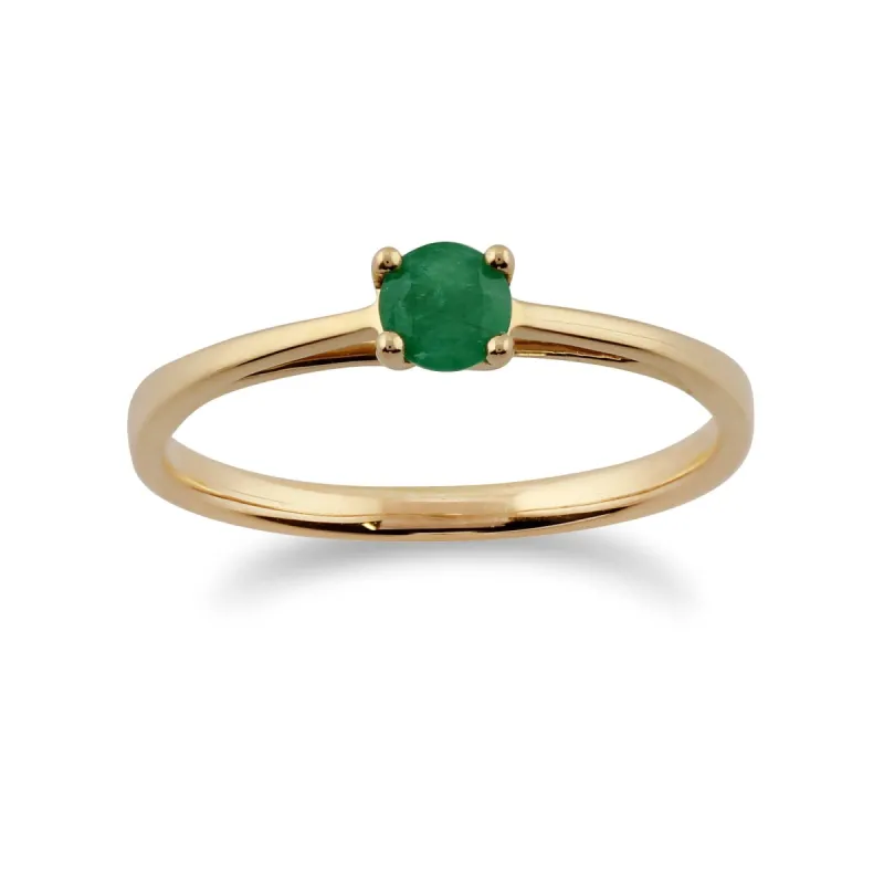 Classic Round Solitaire Emerald Ring in 9ct Yellow Gold sold by Gemondo Jewellery