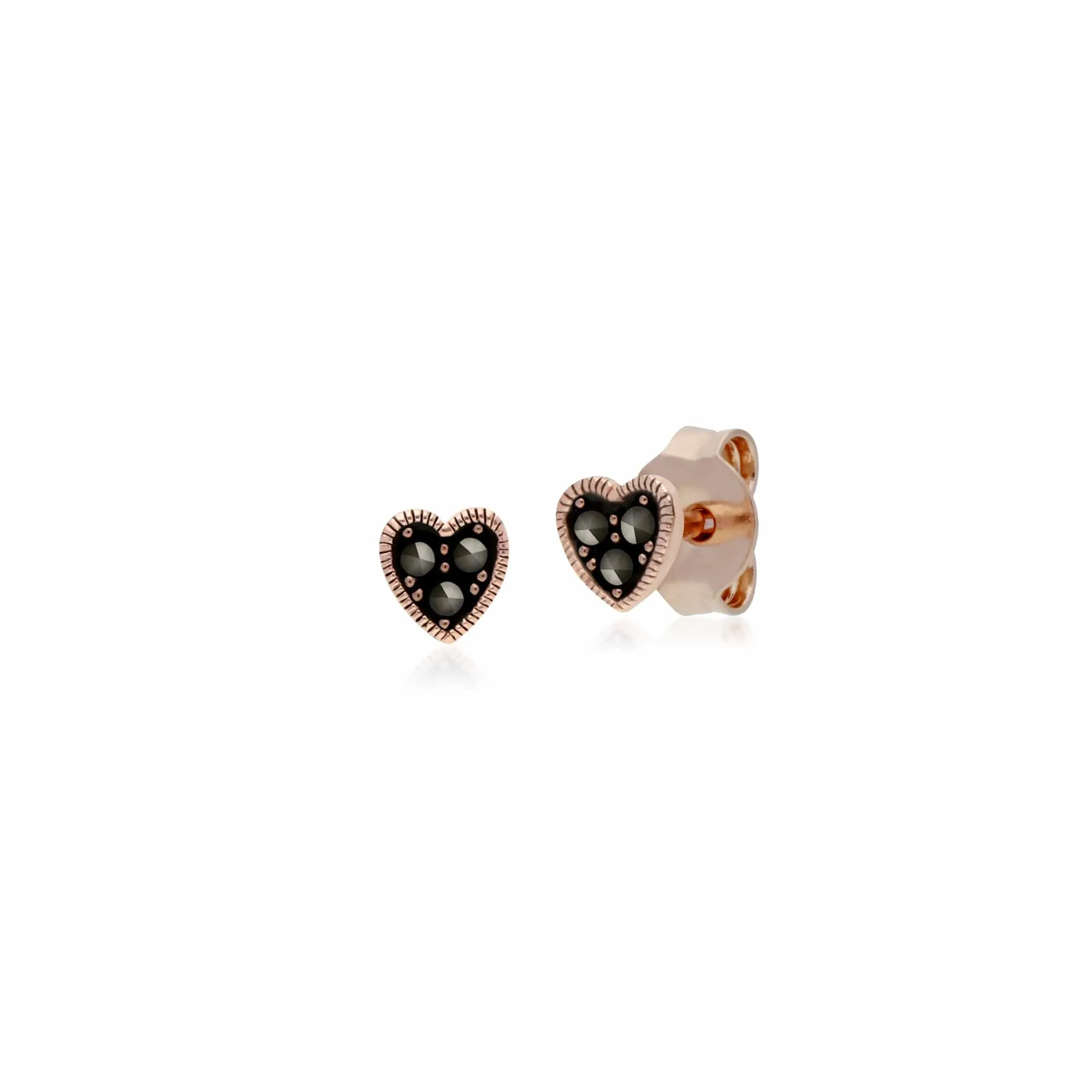 Rose Gold Plated Marcasite Heart Stud Earrings & Necklace Set in 925 Sterling Silver sold by Gemondo Jewellery product image thumbnail 2