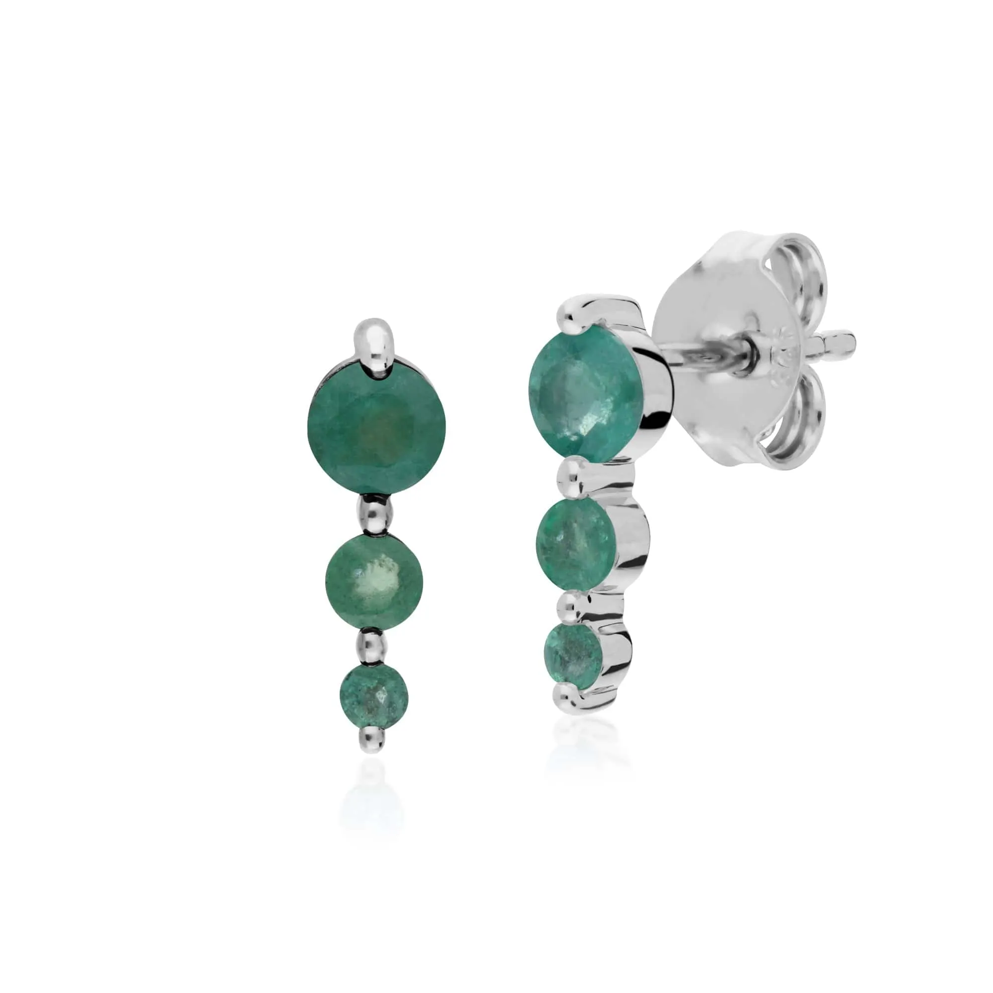 Classic Round Emerald Three Stone Gradient Bracelet & Necklace Set in 925 Sterling Silver sold by Gemondo Jewellery product image thumbnail 2