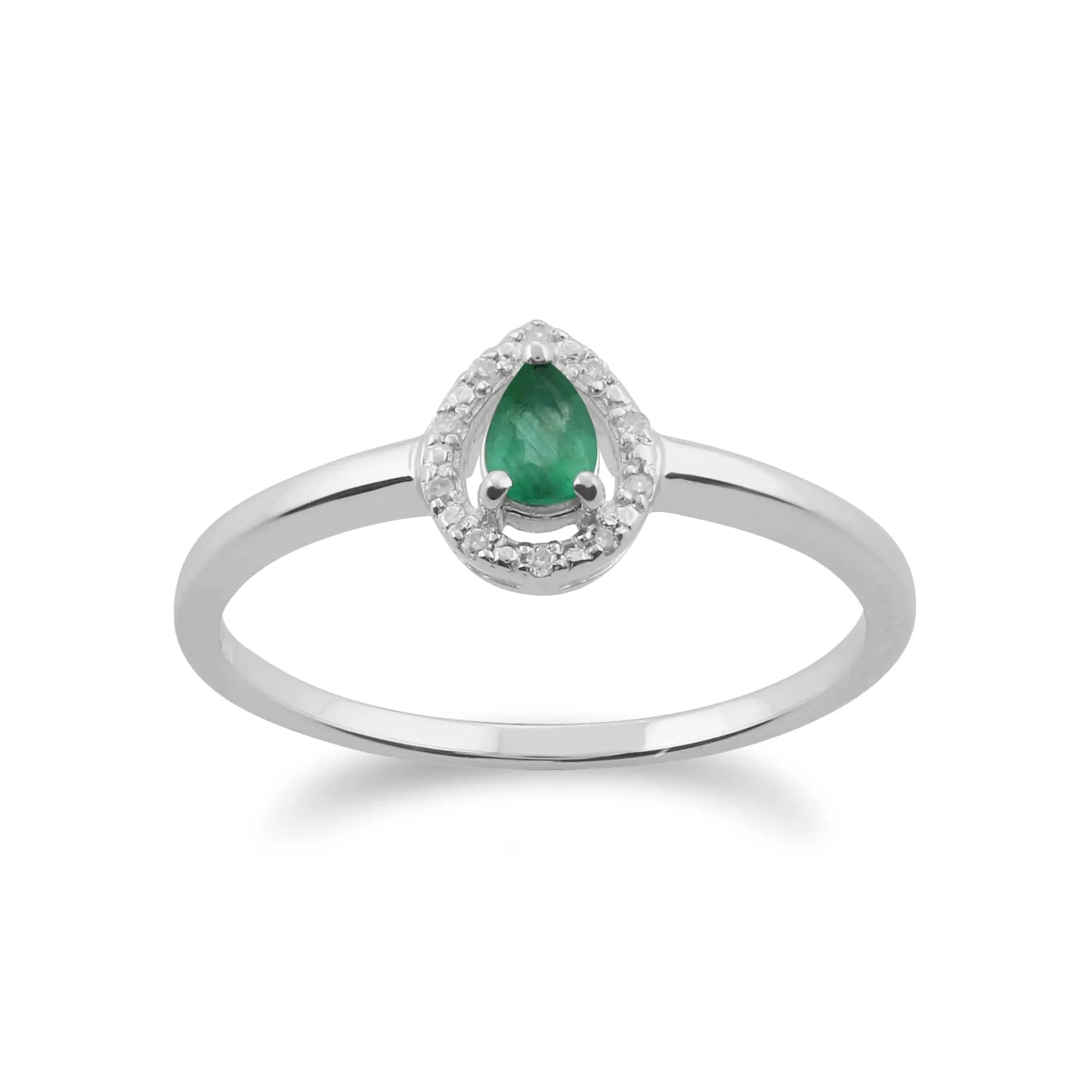 Gemondo 9ct White Gold Emerald & Diamond Pear Cluster Ring sold by Gemondo Jewellery