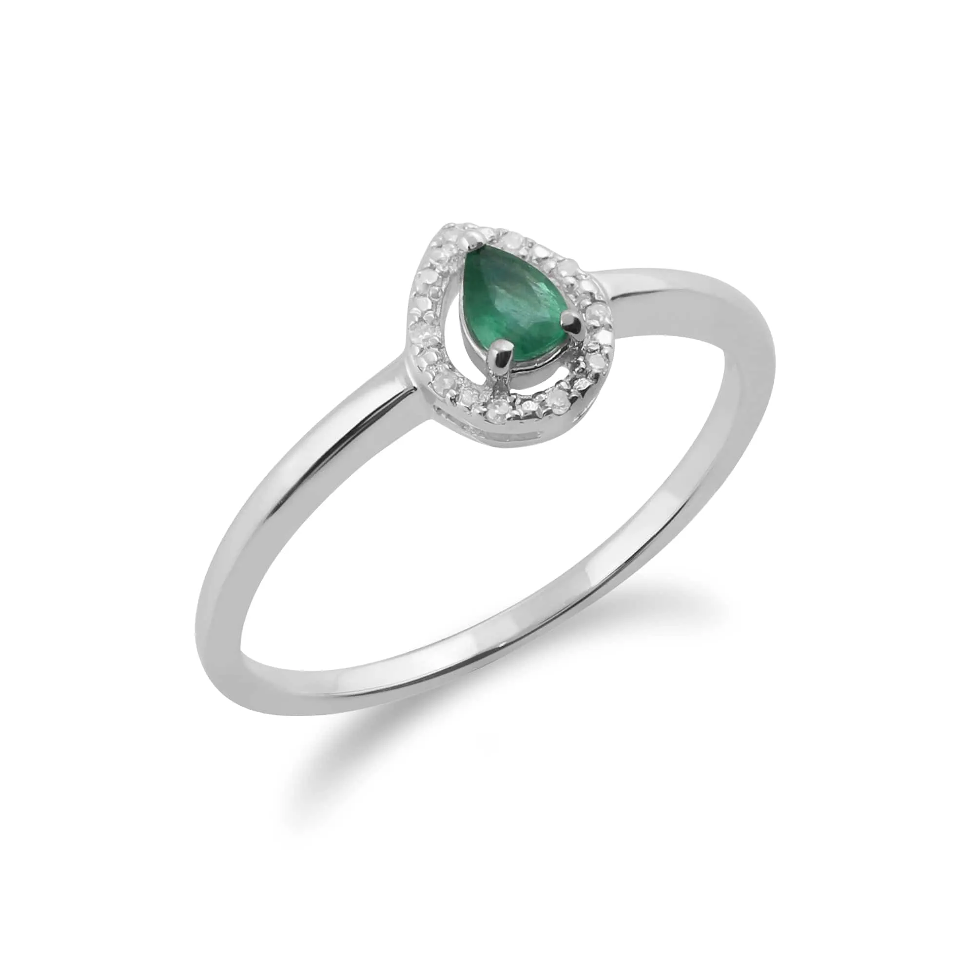 Gemondo 9ct White Gold Emerald & Diamond Pear Cluster Ring sold by Gemondo Jewellery product image thumbnail 2