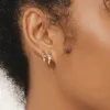 Modern Classic Oval Amethyst Hoop Earrings in 18ct Gold Plated Silver sold by Gemondo Jewellery