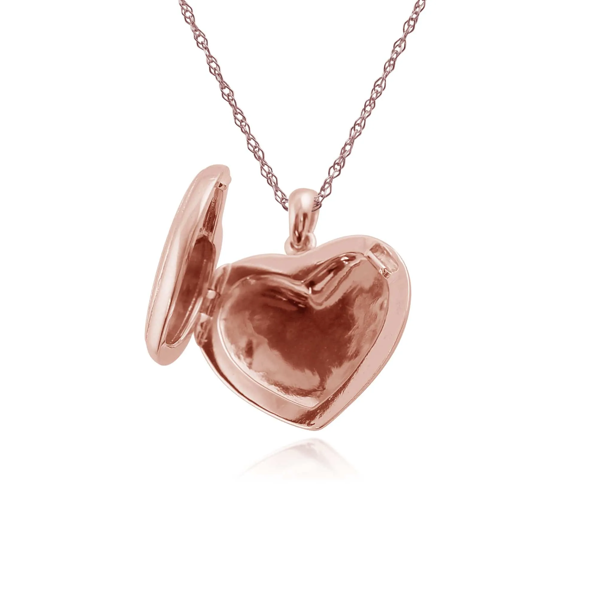 Classic Round Diamond Heart Shaped Locket in Rose Gold Plated Sterling Silver sold by Gemondo Jewellery product image thumbnail 3