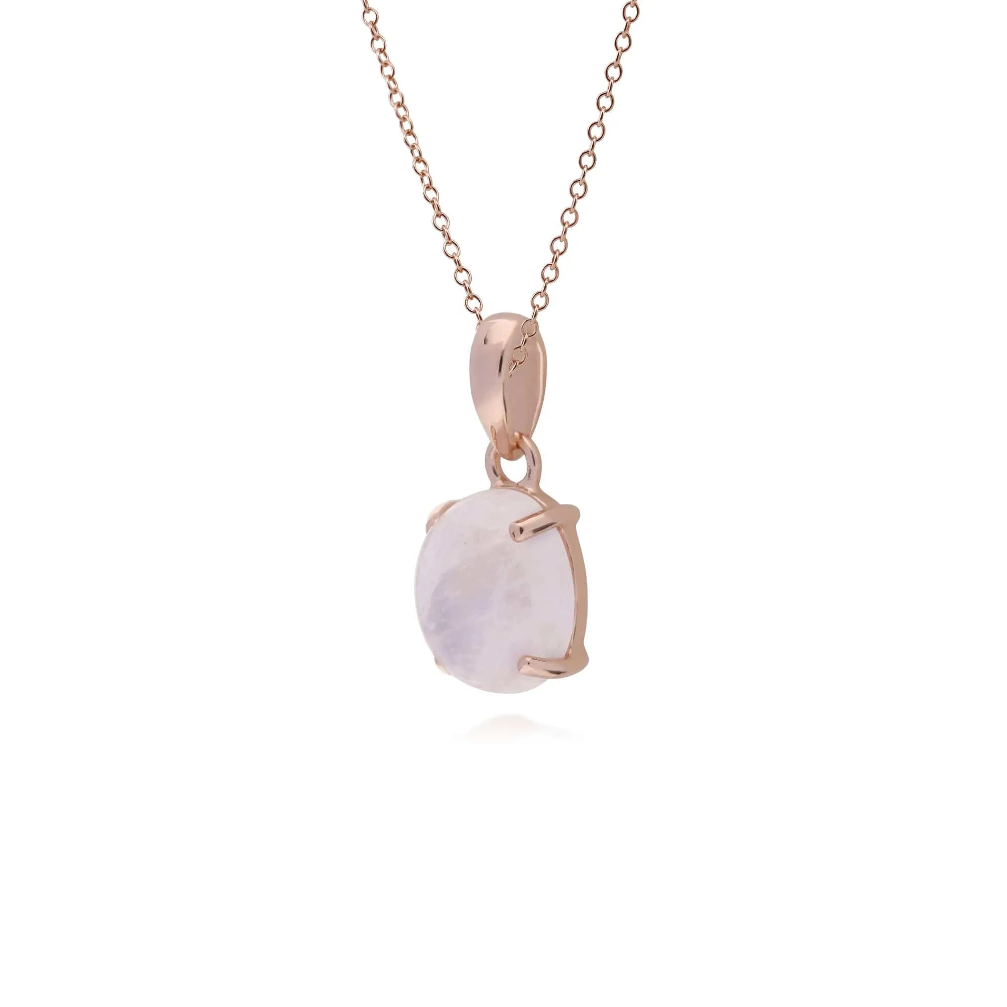 Classic Oval Rainbow Moonstone Pendant in Rose Gold Plated 925 Sterling Silver sold by Gemondo Jewellery product image thumbnail 2