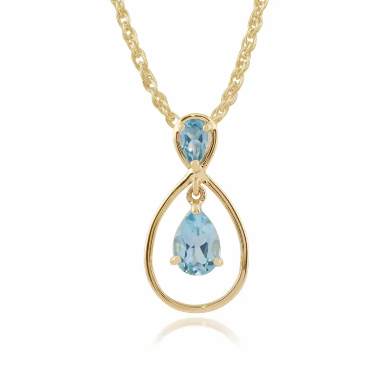 Classic Pear Blue Topaz Drop Pendant in 9ct Yellow Gold sold by Gemondo Jewellery