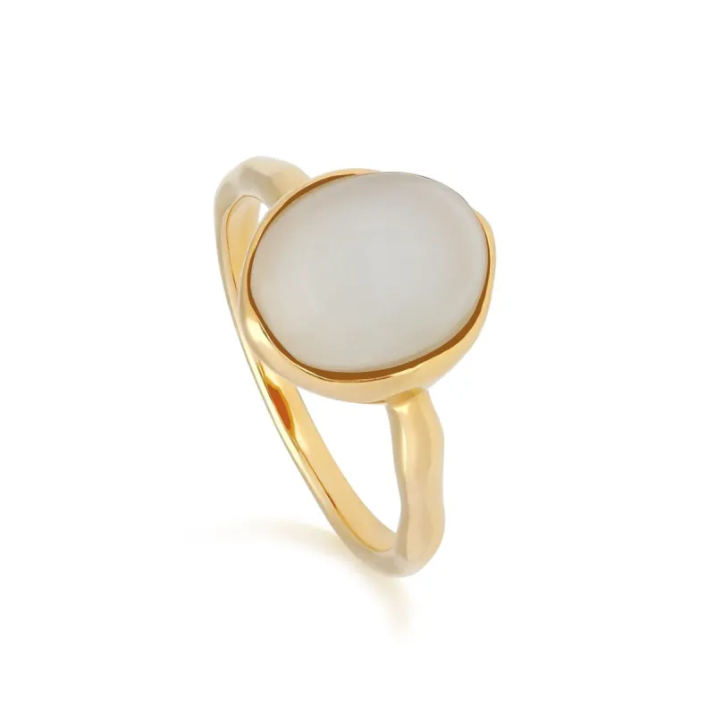 Irregular B Gem Moonstone Ring in Yellow Gold Plated Silver made by Gemondo Jewellery