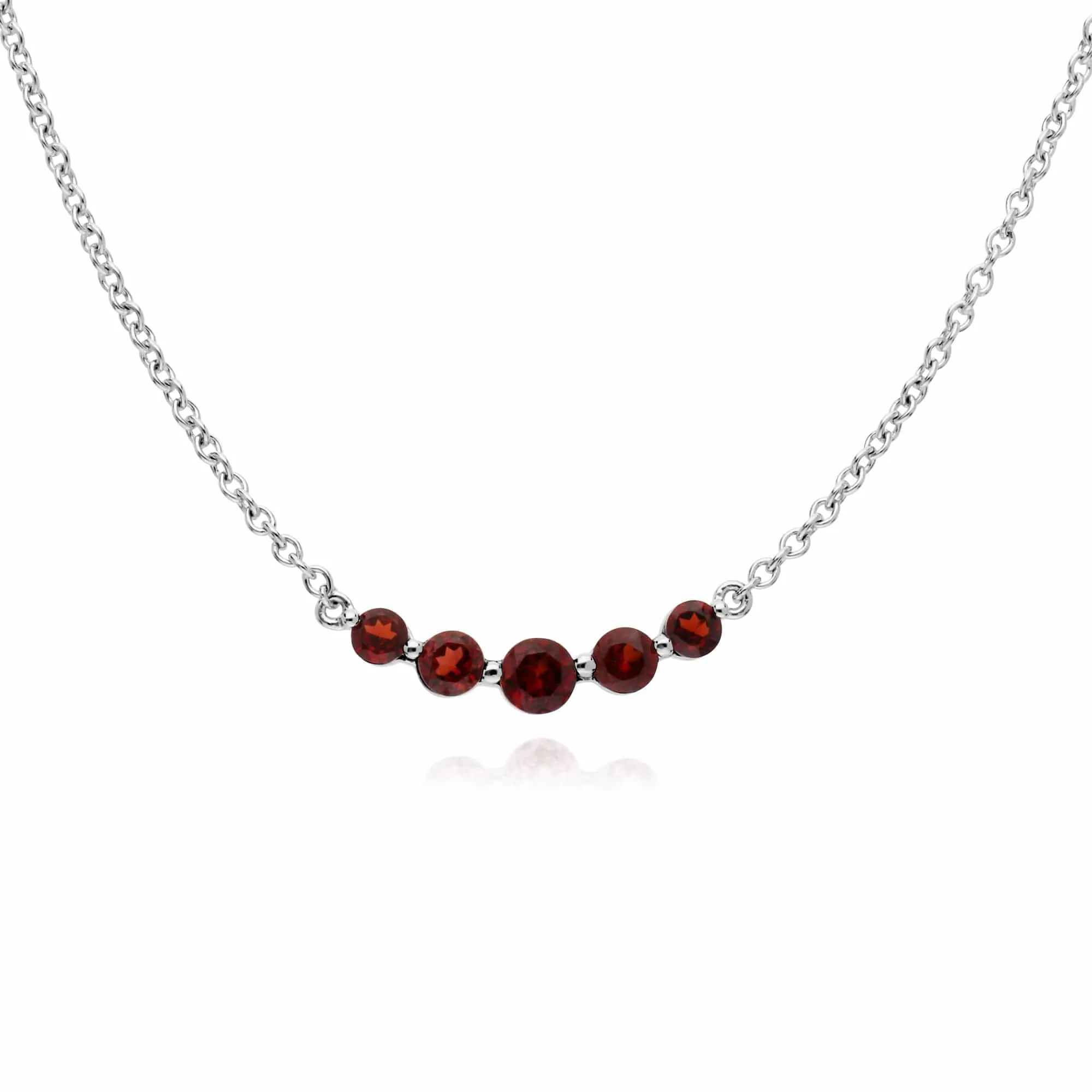 Classic Round Garnet Five Stone Gradient Bracelet & Necklace Set in 925 Sterling Silver sold by Gemondo Jewellery product image thumbnail 3