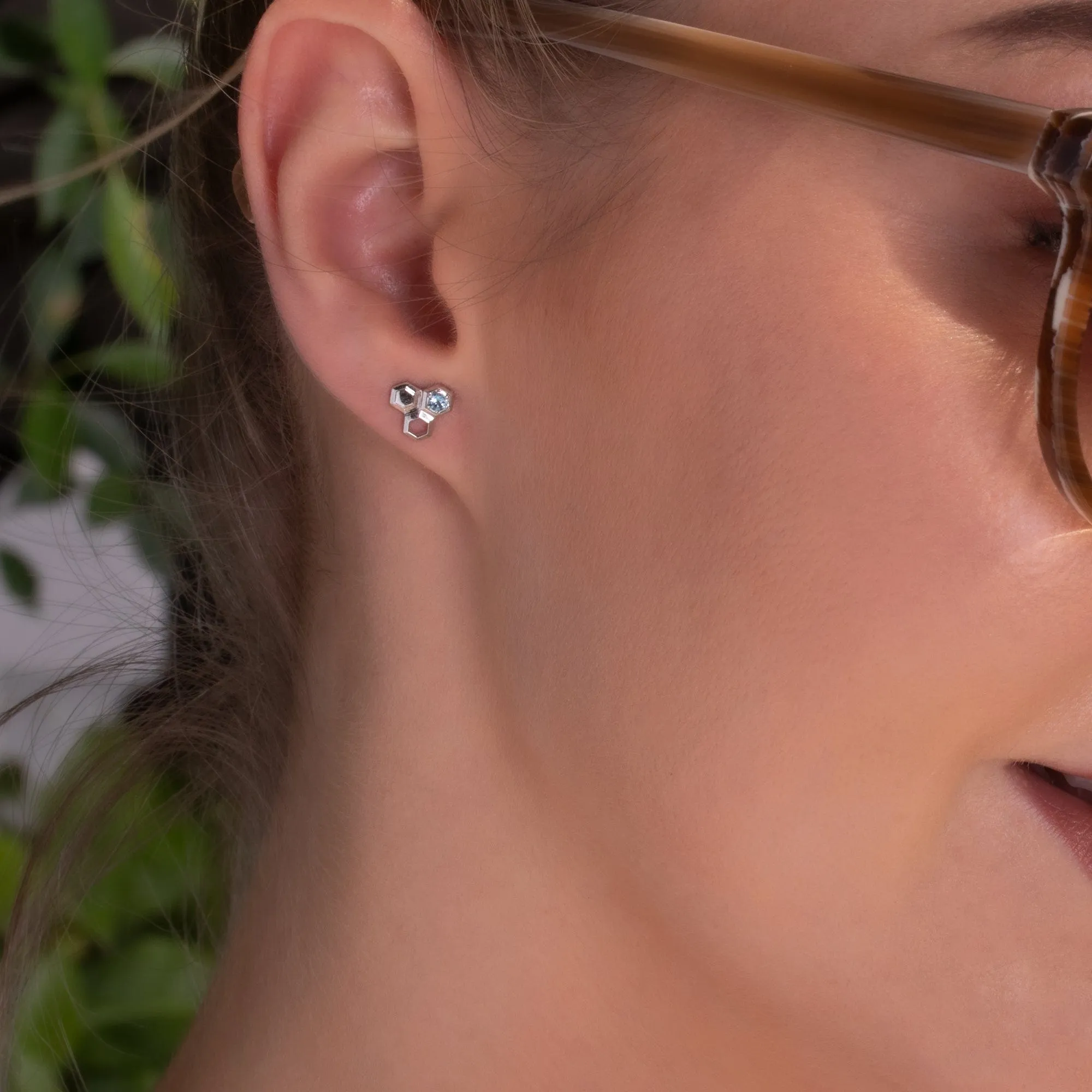 Honeycomb Blue Topaz Stud Earrings in 925 Sterling Silver sold by Gemondo Jewellery product image thumbnail 2