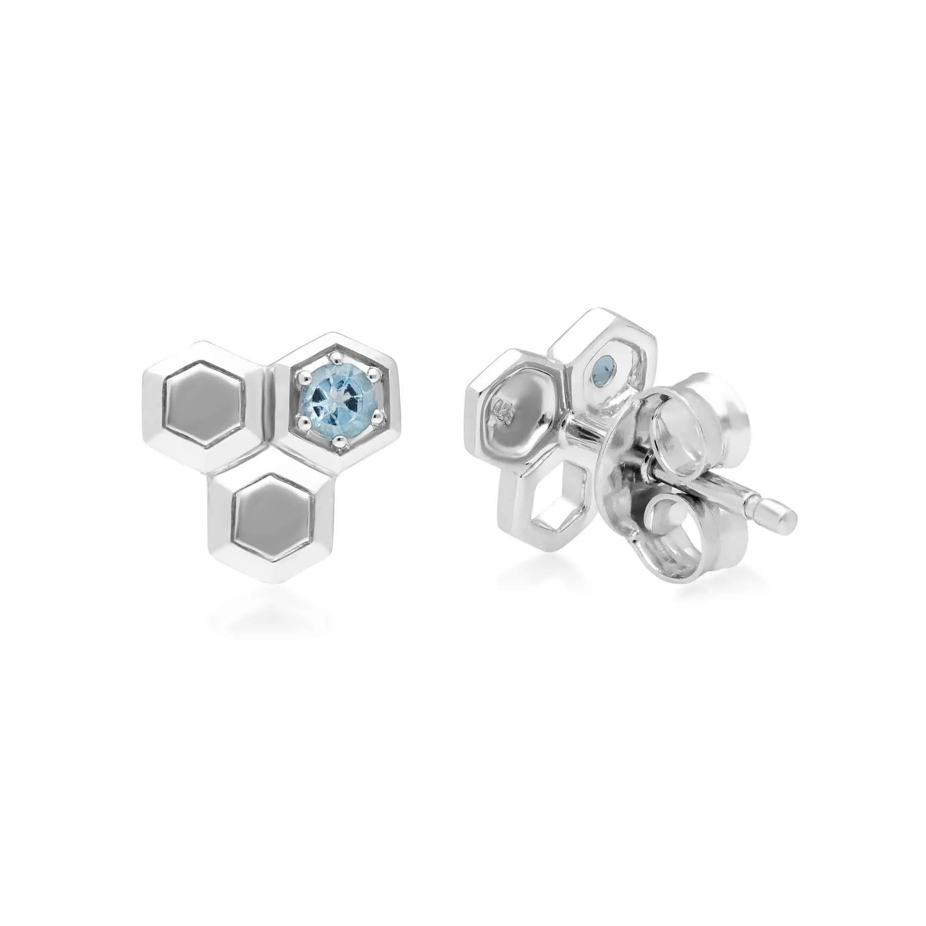 Honeycomb Blue Topaz Stud Earrings in 925 Sterling Silver sold by Gemondo Jewellery product image thumbnail 3