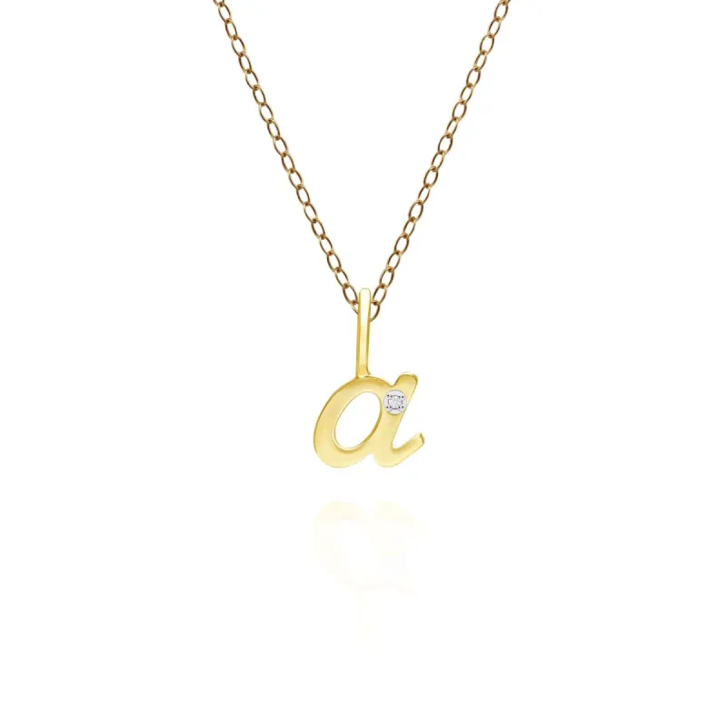Alphabet Letter A Diamond pendant in 9ct Yellow Gold sold by Gemondo Jewellery