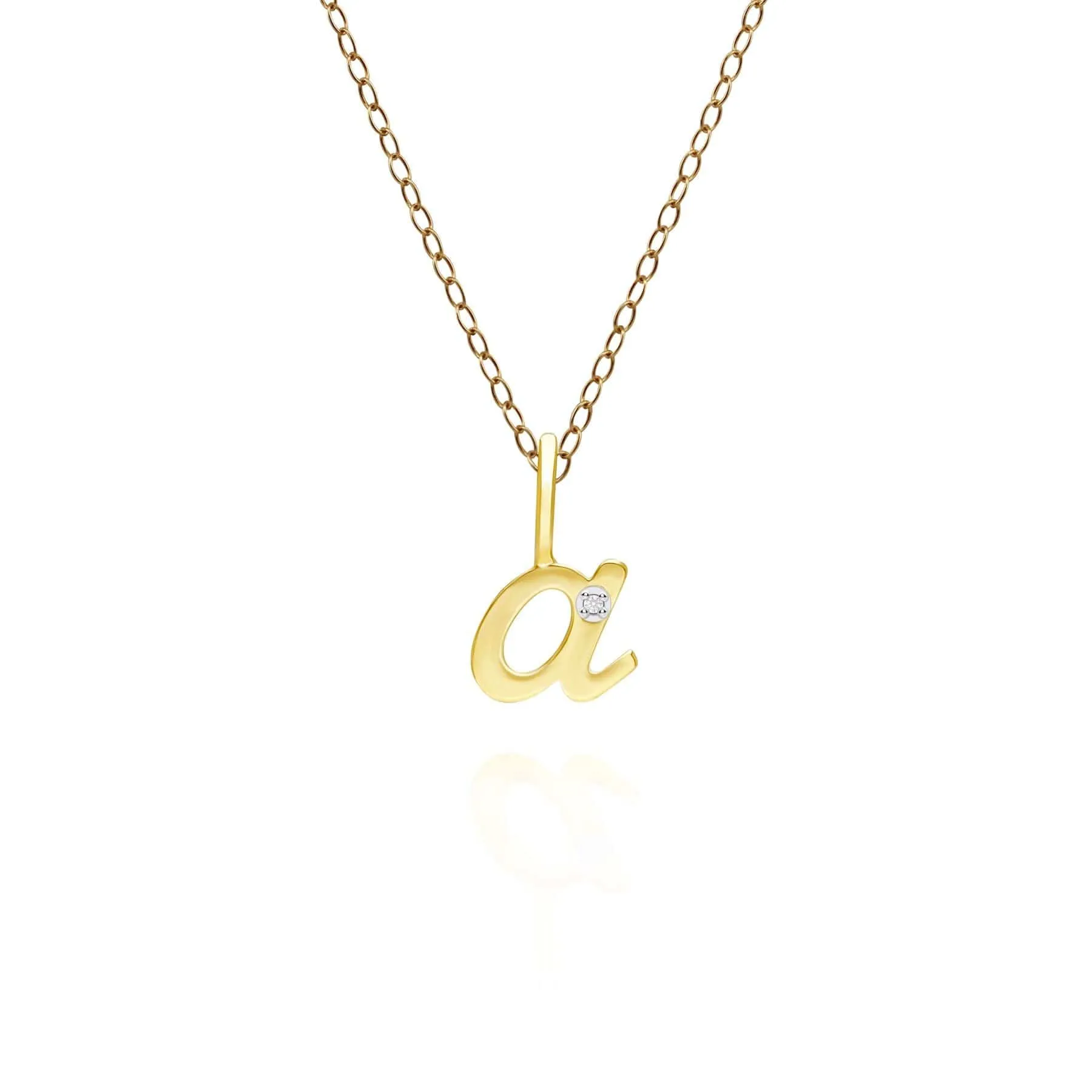 Alphabet Letter A Diamond pendant in 9ct Yellow Gold sold by Gemondo Jewellery