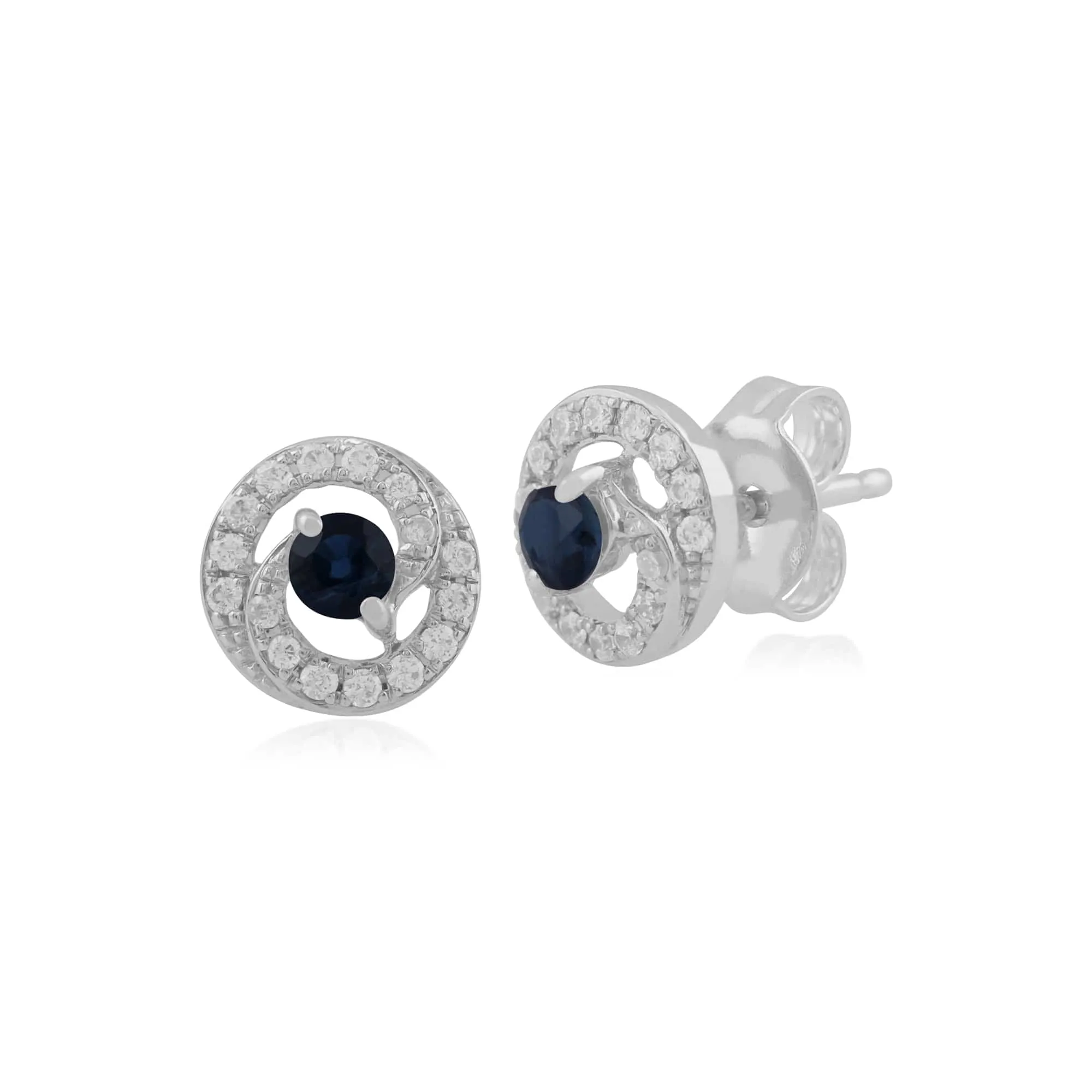 Gemondo 9ct White Gold 0.24ct Sapphire & Diamond Stud Earrings sold by Gemondo Jewellery