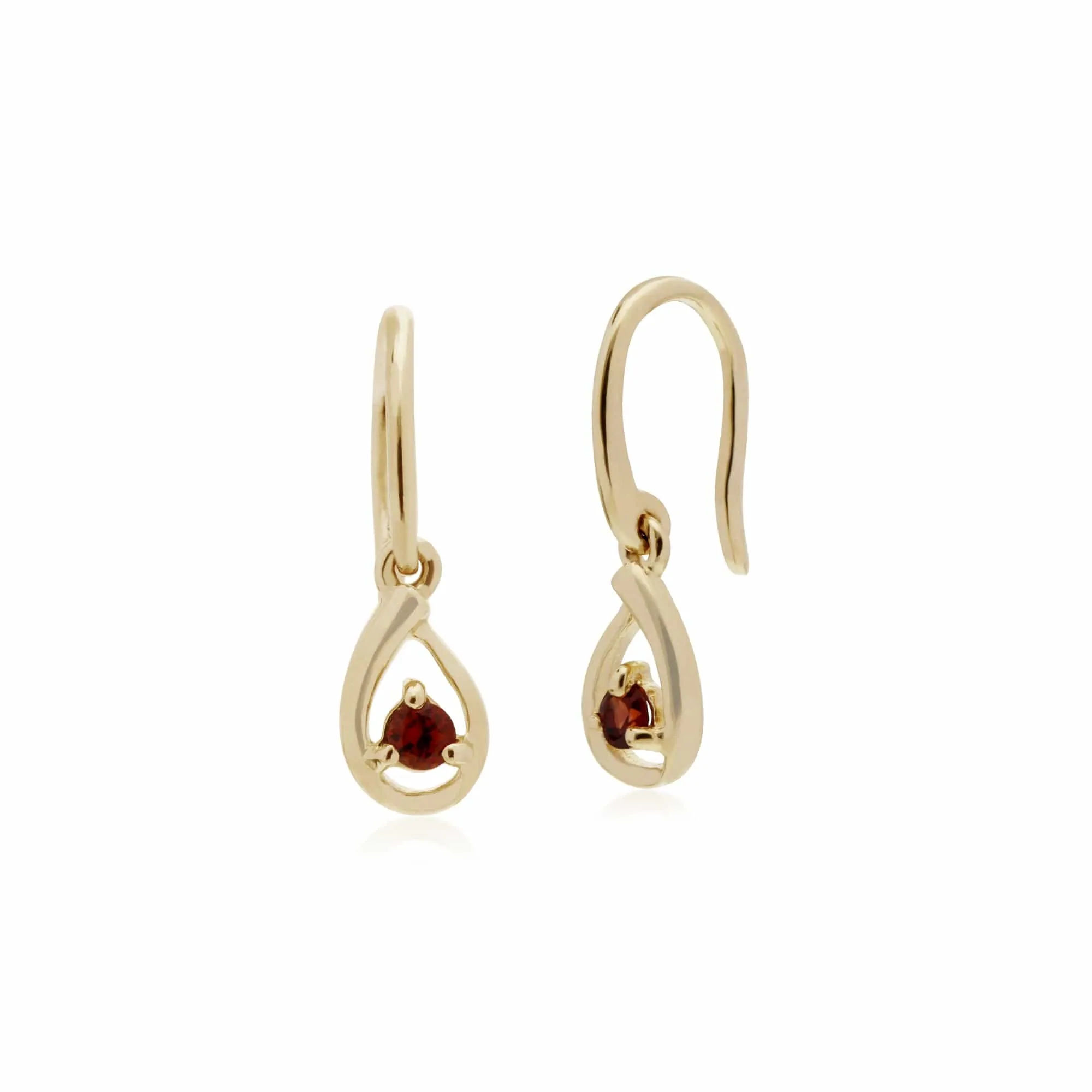 Classic Round Garnet Single Stone Tear Drop Earrings & Necklace Set in 9ct Yellow Gold sold by Gemondo Jewellery product image thumbnail 2