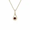 Classic Round Garnet Single Stone Tear Drop Earrings & Necklace Set in 9ct Yellow Gold sold by Gemondo Jewellery