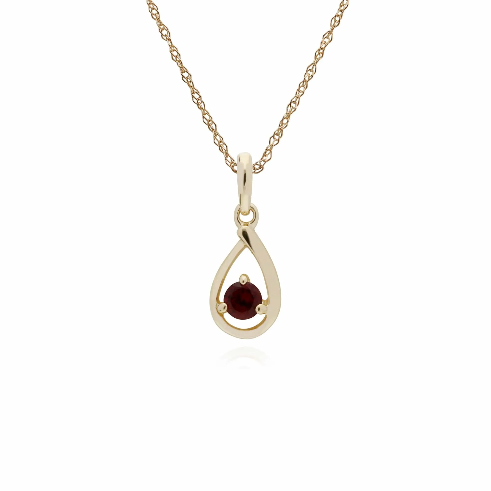 Classic Round Garnet Single Stone Tear Drop Earrings & Necklace Set in 9ct Yellow Gold sold by Gemondo Jewellery product image thumbnail 3