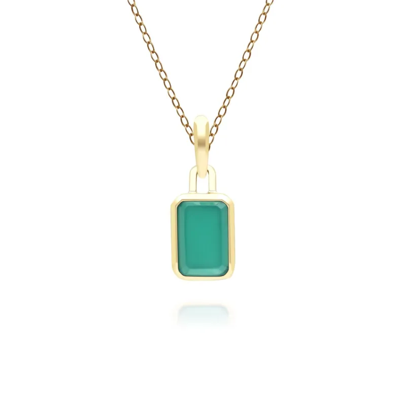 Classic Baguette Chalcedony Pendant Necklace in 9ct Yellow Gold sold by Gemondo Jewellery