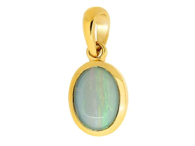 9ct Yellow Gold 0.69ct Opal Oval Cabochon Single Stone Pendant on Chain sold by Gemondo Jewellery