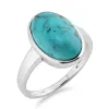 Classic Oval Turquoise Cabochon Bezel Set Cocktail Ring in 925 Sterling Silver sold by Gemondo Jewellery
