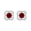 Classic Round Ruby Stud Earrings with Detachable Diamond Flower Jacket in 9ct Rose Gold sold by Gemondo Jewellery