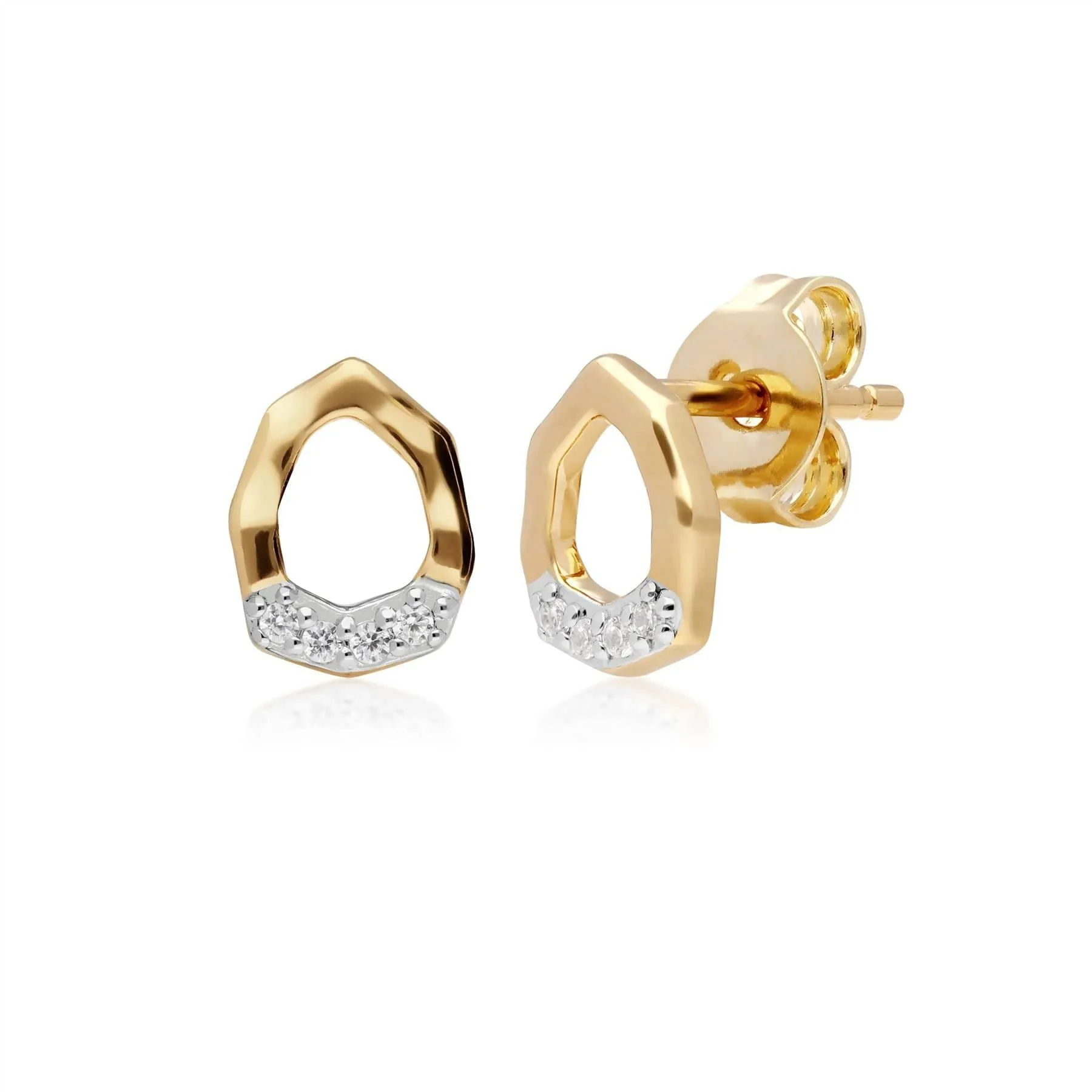 Diamond Asymmetrical Stud Earrings in 9ct Yellow Gold sold by Gemondo Jewellery