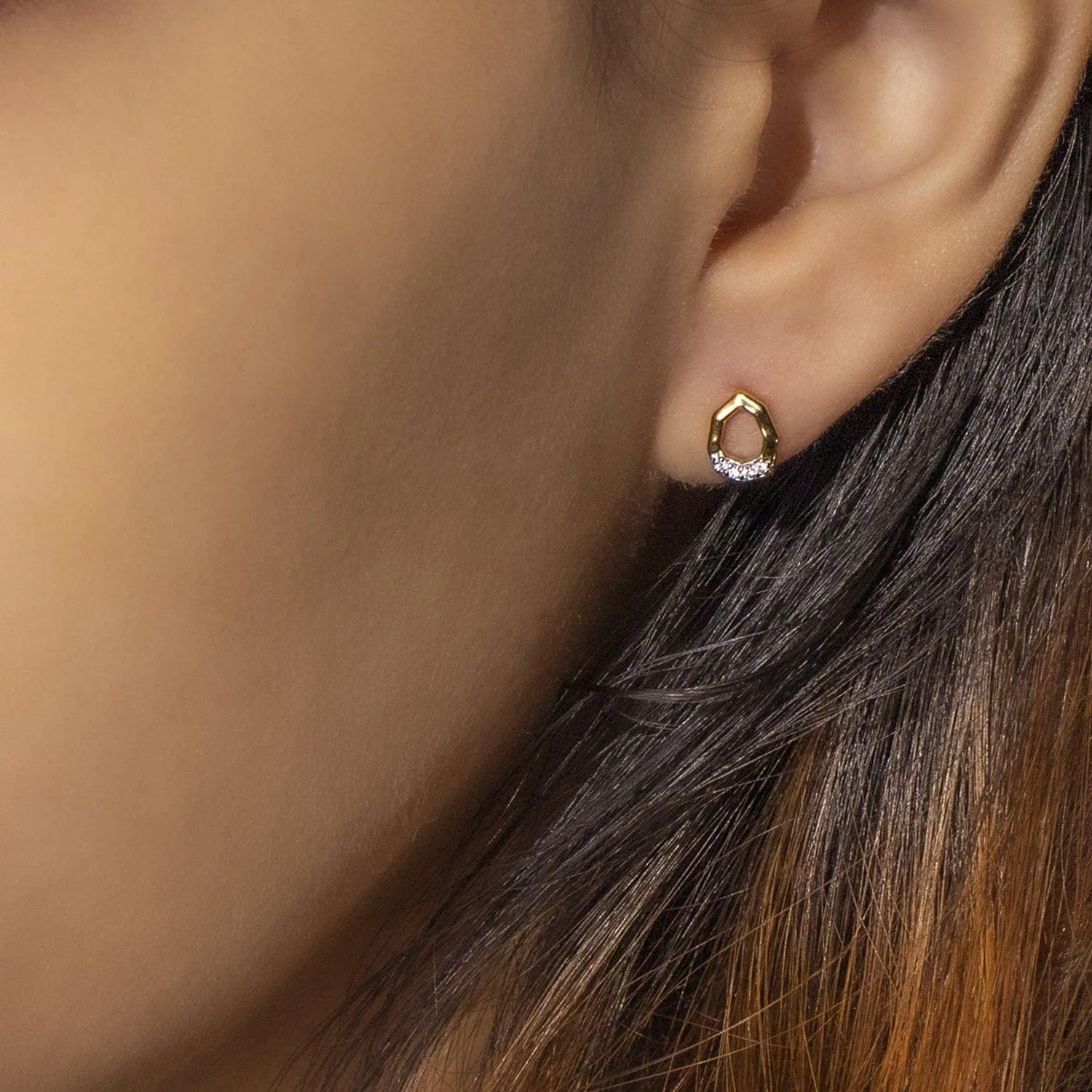 Diamond Asymmetrical Stud Earrings in 9ct Yellow Gold sold by Gemondo Jewellery product image thumbnail 2