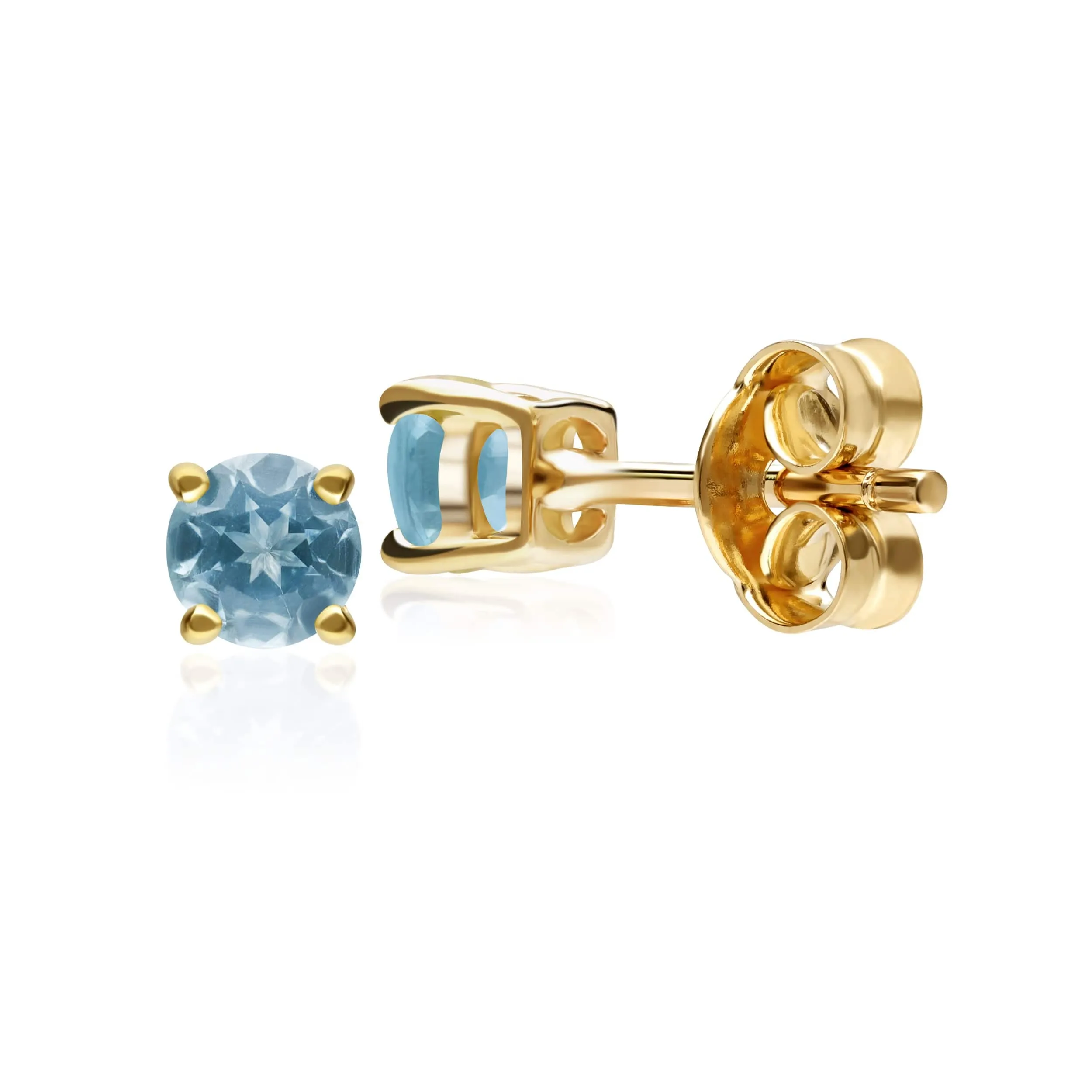 Classic Round Blue Topaz Stud Earrings in 9ct Yellow Gold 3.5mm sold by Gemondo Jewellery product image thumbnail 2