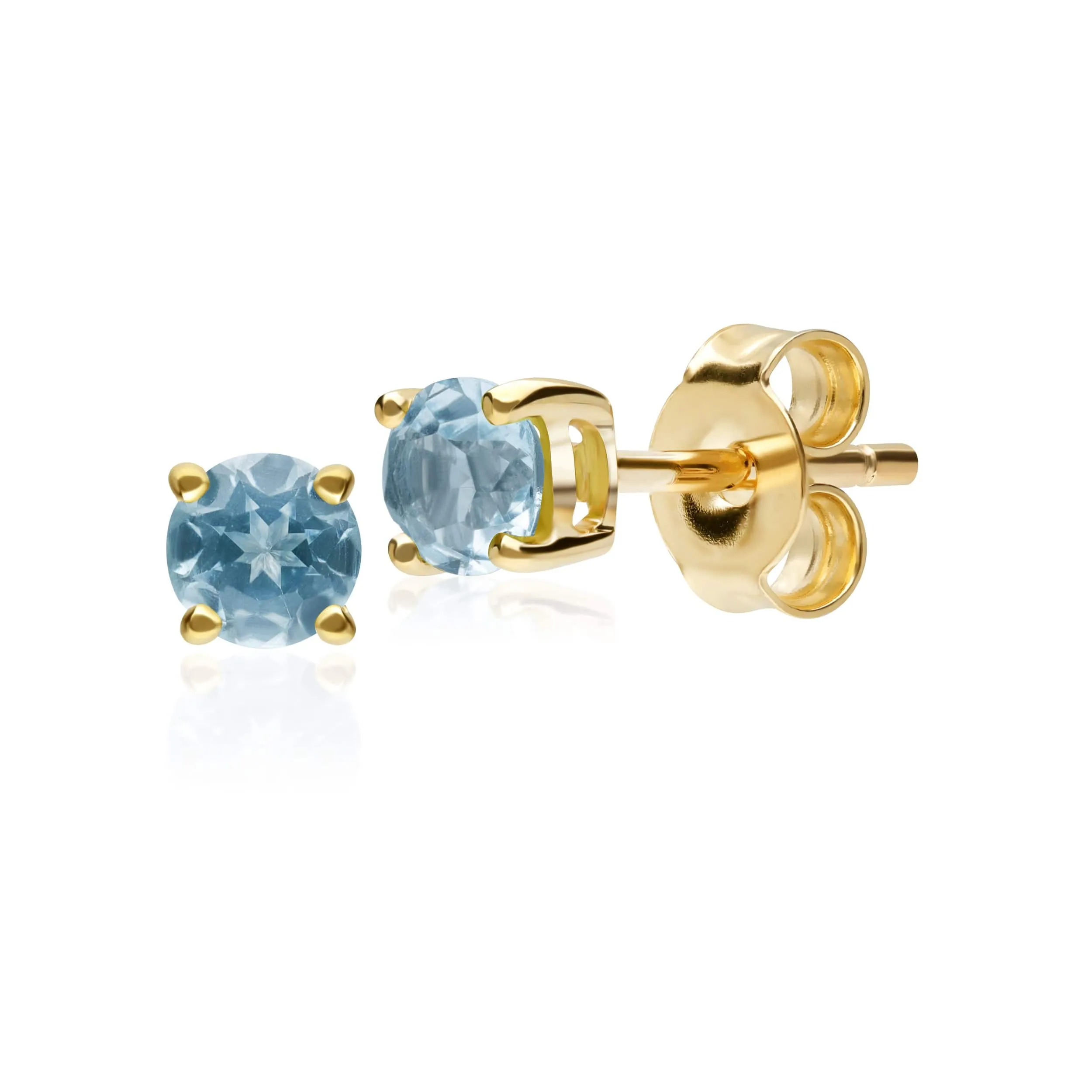 Classic Round Blue Topaz Stud Earrings in 9ct Yellow Gold 3.5mm sold by Gemondo Jewellery