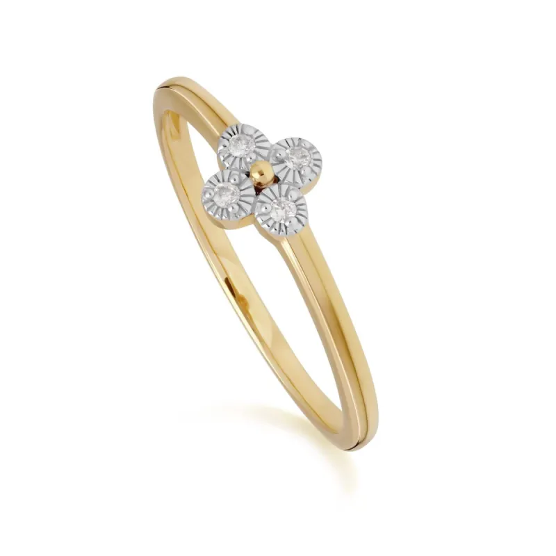 Diamond Flowers Ring in 9ct Yellow Gold sold by Gemondo Jewellery