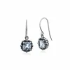 Art Deco Style Square Cushion Blue Topaz & Marcasite Drop Earrings in 925 Sterling Silver sold by Gemondo Jewellery