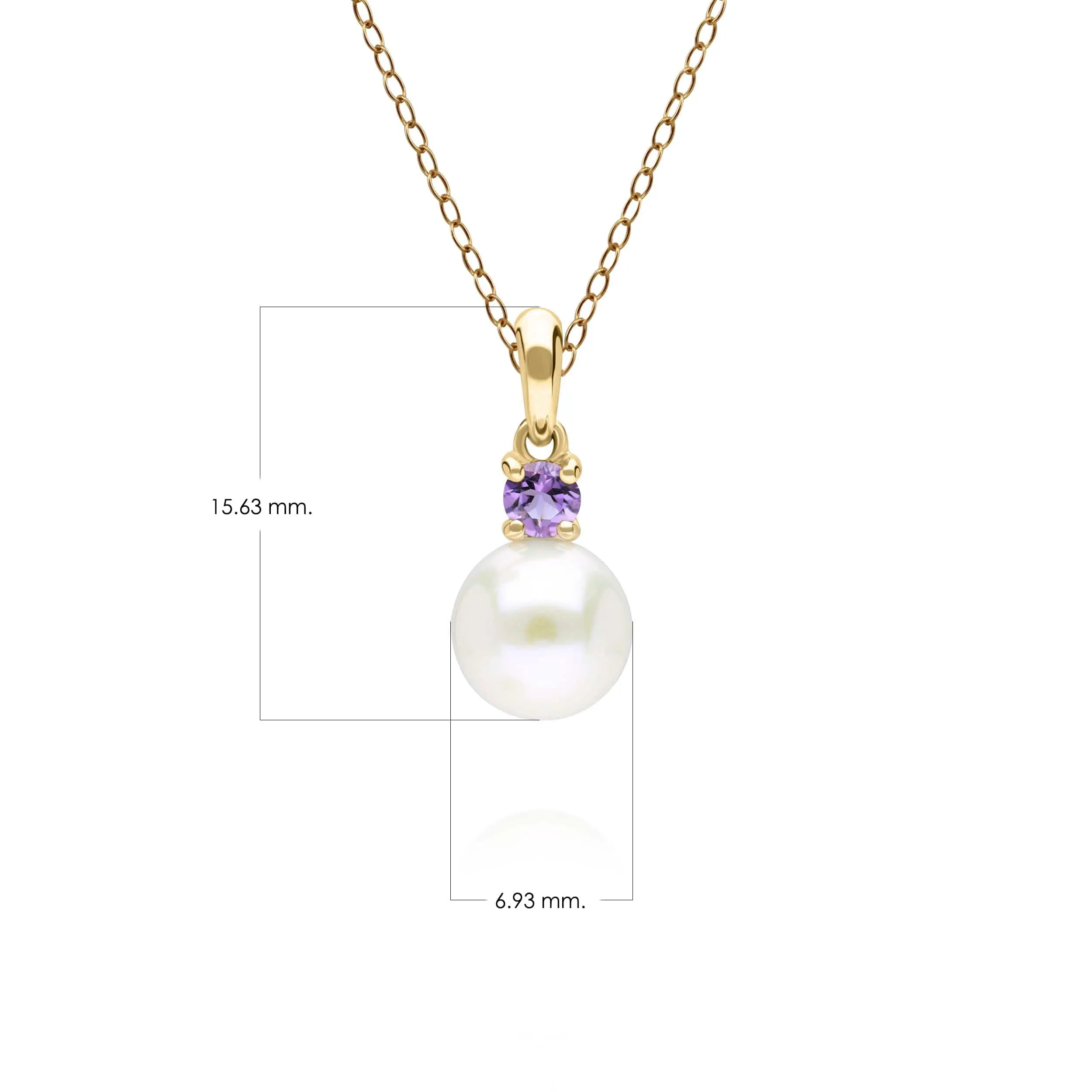 Modern Pearl & Amethyst Pendant in 9ct Yellow Gold sold by Gemondo Jewellery product image thumbnail 3