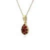 Gemondo 9ct Yellow Gold Garnet Pear Cluster Pendant on 45cm Chain sold by Gemondo Jewellery