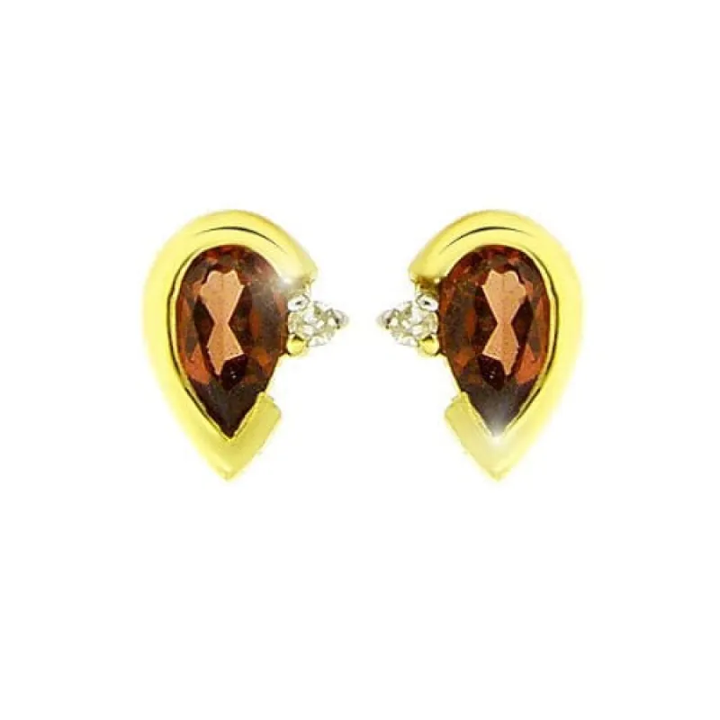 9ct Yellow Gold 0.45ct Pear Cut Garnet & Diamond Pear Stud Earrings sold by Gemondo Jewellery