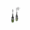 Art Deco Style Pear Peridot & Marcasite Drop Earrings in 925 Sterling Silver sold by Gemondo Jewellery