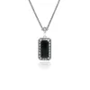 Art Deco Style Octagon Onyx and Marcasite Pendant Necklace in Sterling Silver sold by Gemondo Jewellery