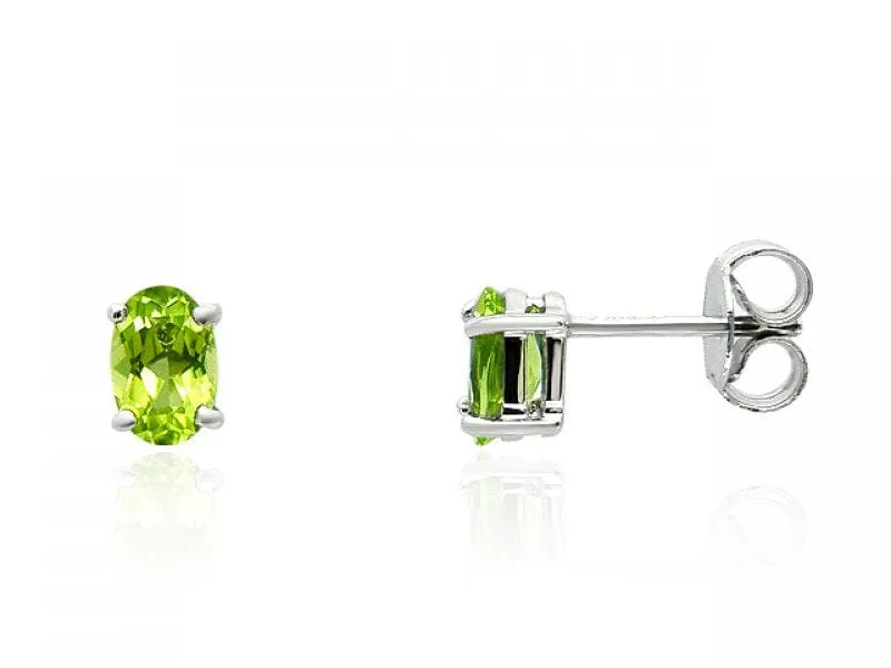 Classic Carat Oval Peridot Stud Earrings in 9ct White Gold sold by Gemondo Jewellery