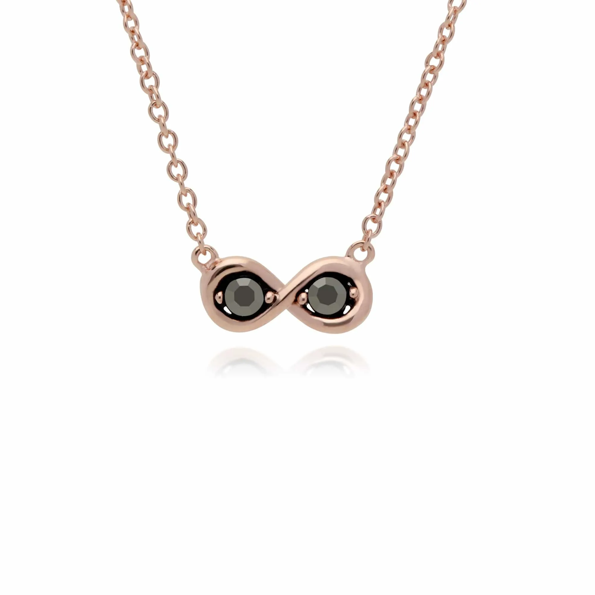Rose Gold Plated Marcasite Infinity Stud Earrings & Necklace Set in 925 Sterling Silver sold by Gemondo Jewellery product image thumbnail 3