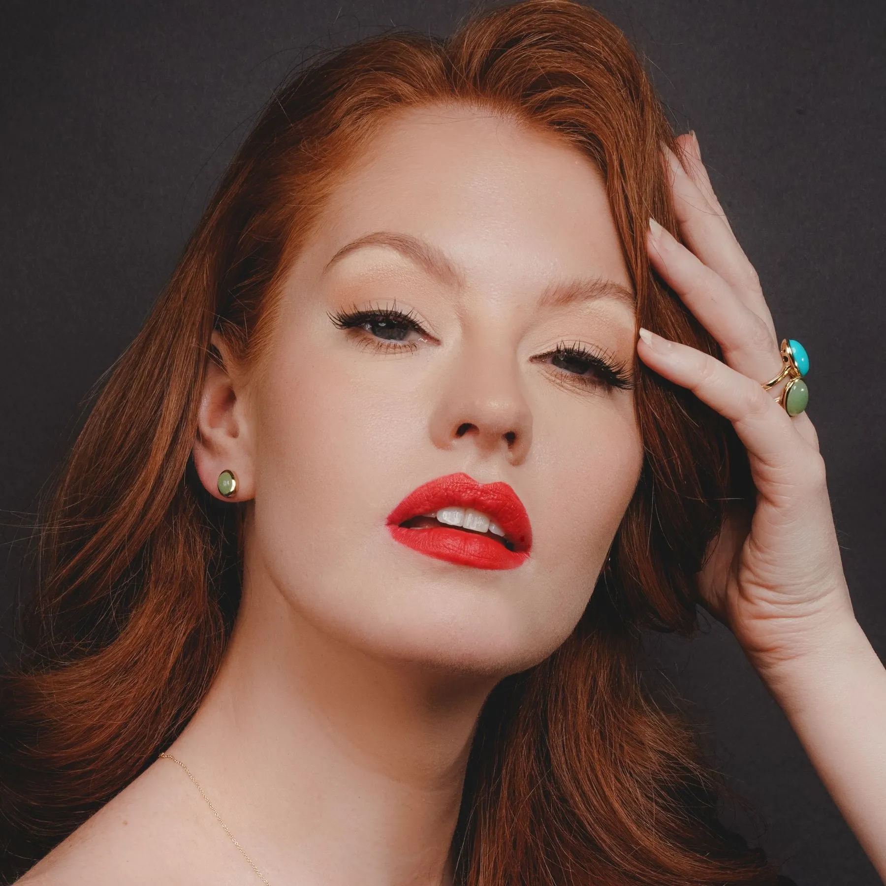 Classic Oval Jade Cabochon Stud Earrings in 9ct Yellow Gold 10x8mm sold by Gemondo Jewellery product image thumbnail 2