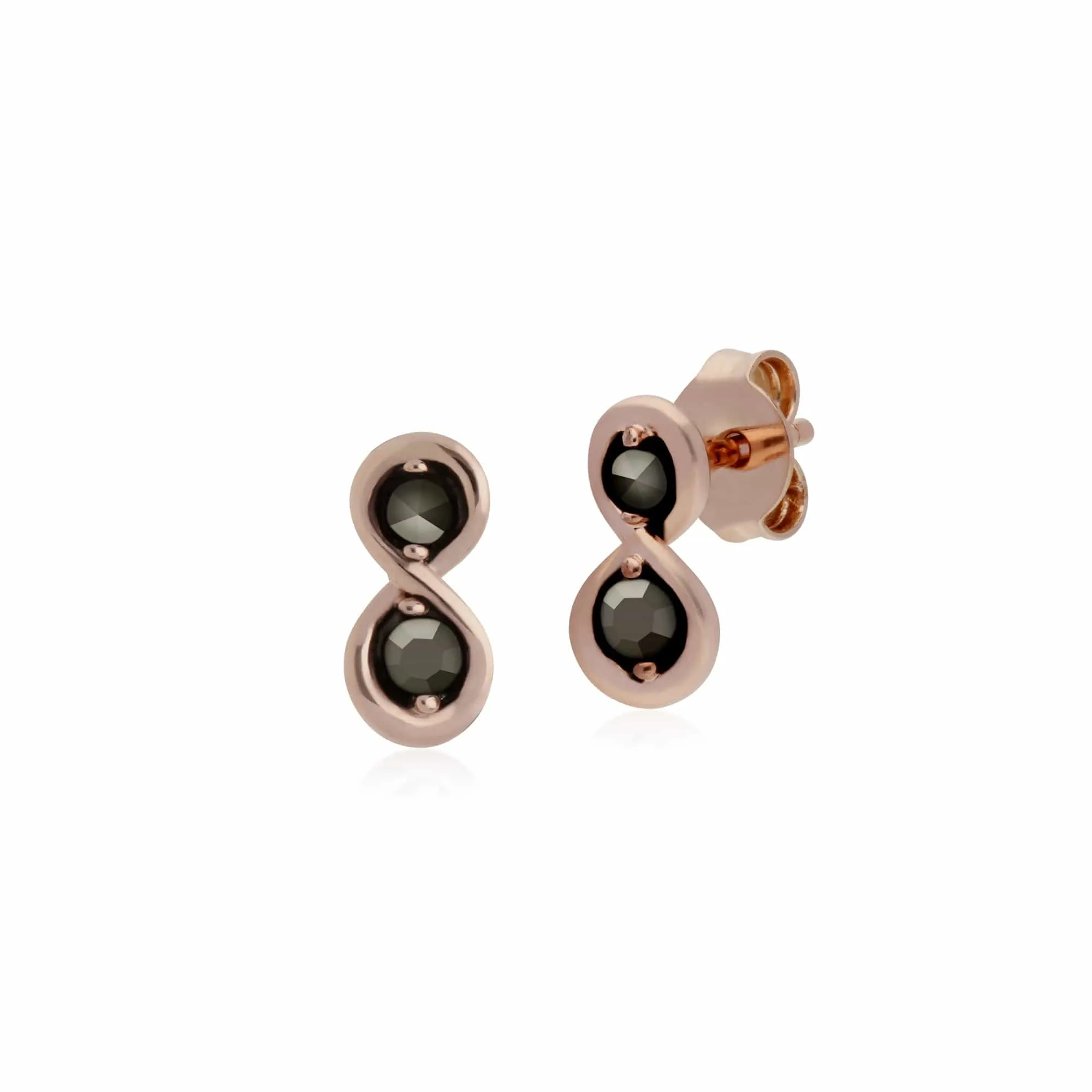 Rose Gold Plated Marcasite Infinity Stud Earrings & Necklace Set in 925 Sterling Silver sold by Gemondo Jewellery product image thumbnail 2
