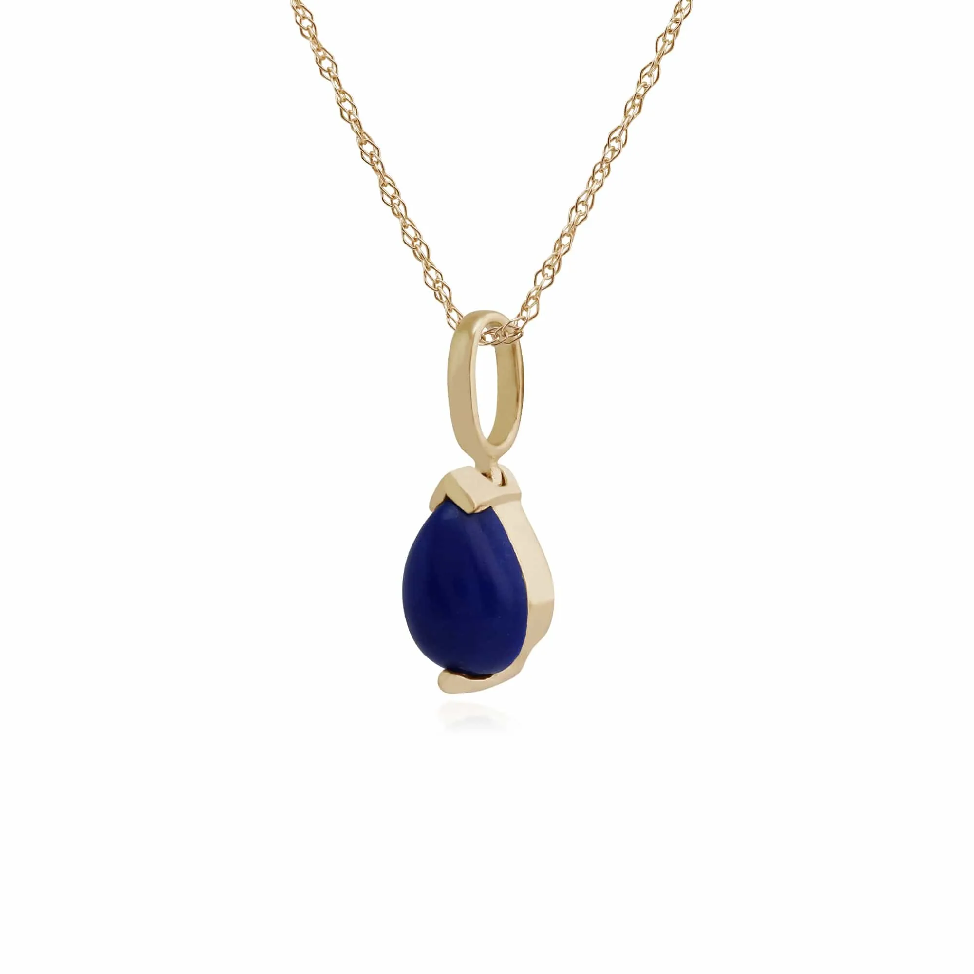 Classic Pear Lapis Lazuli Claw Set Pendant in 9ct Yellow Gold sold by Gemondo Jewellery product image thumbnail 2
