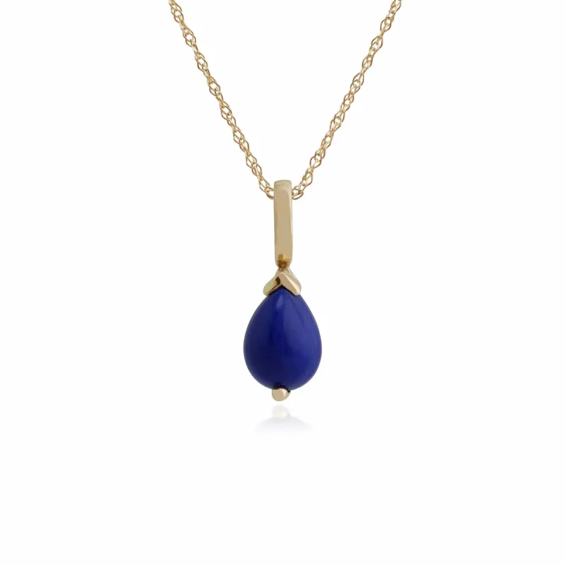 Classic Pear Lapis Lazuli Claw Set Pendant in 9ct Yellow Gold sold by Gemondo Jewellery