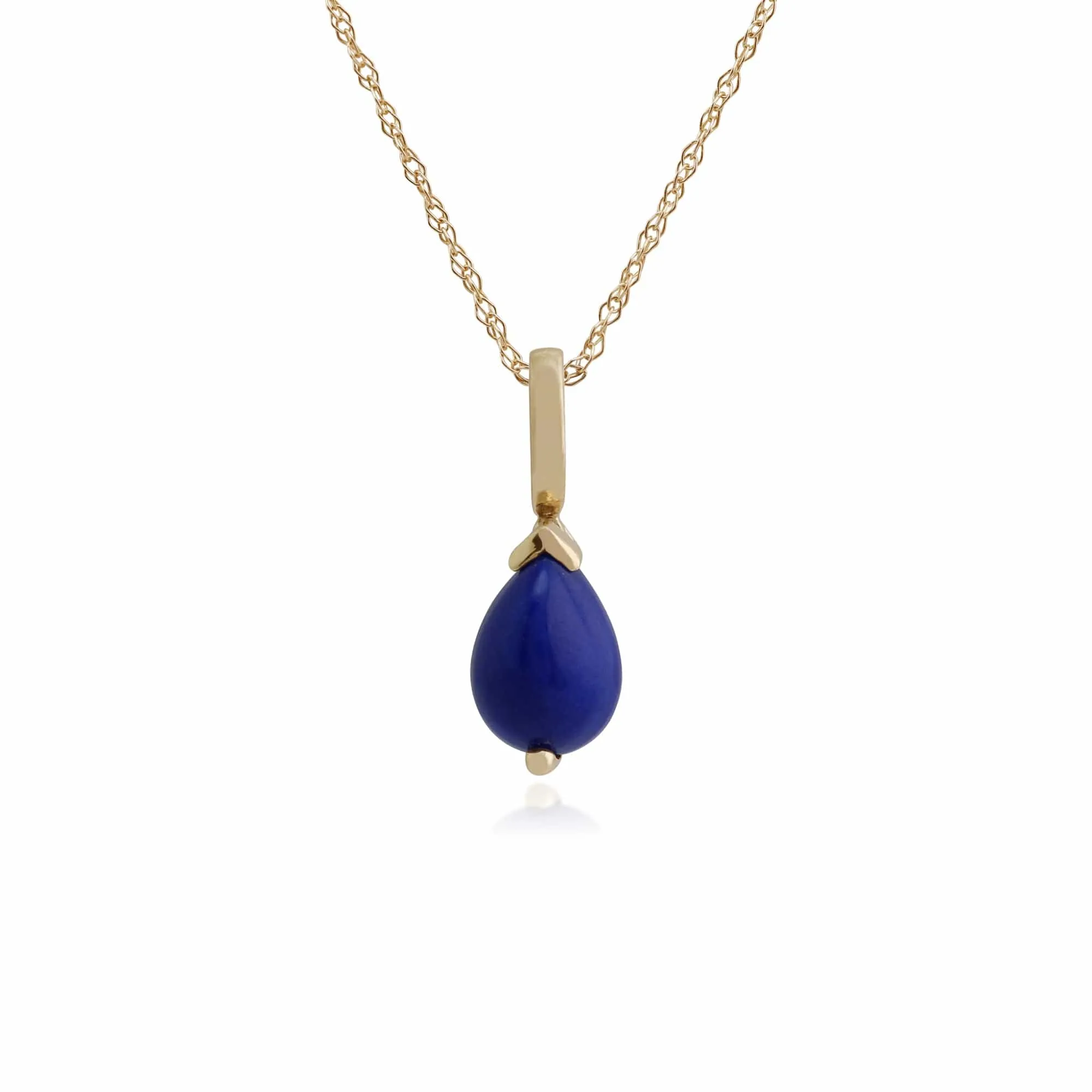 Classic Pear Lapis Lazuli Claw Set Pendant in 9ct Yellow Gold sold by Gemondo Jewellery