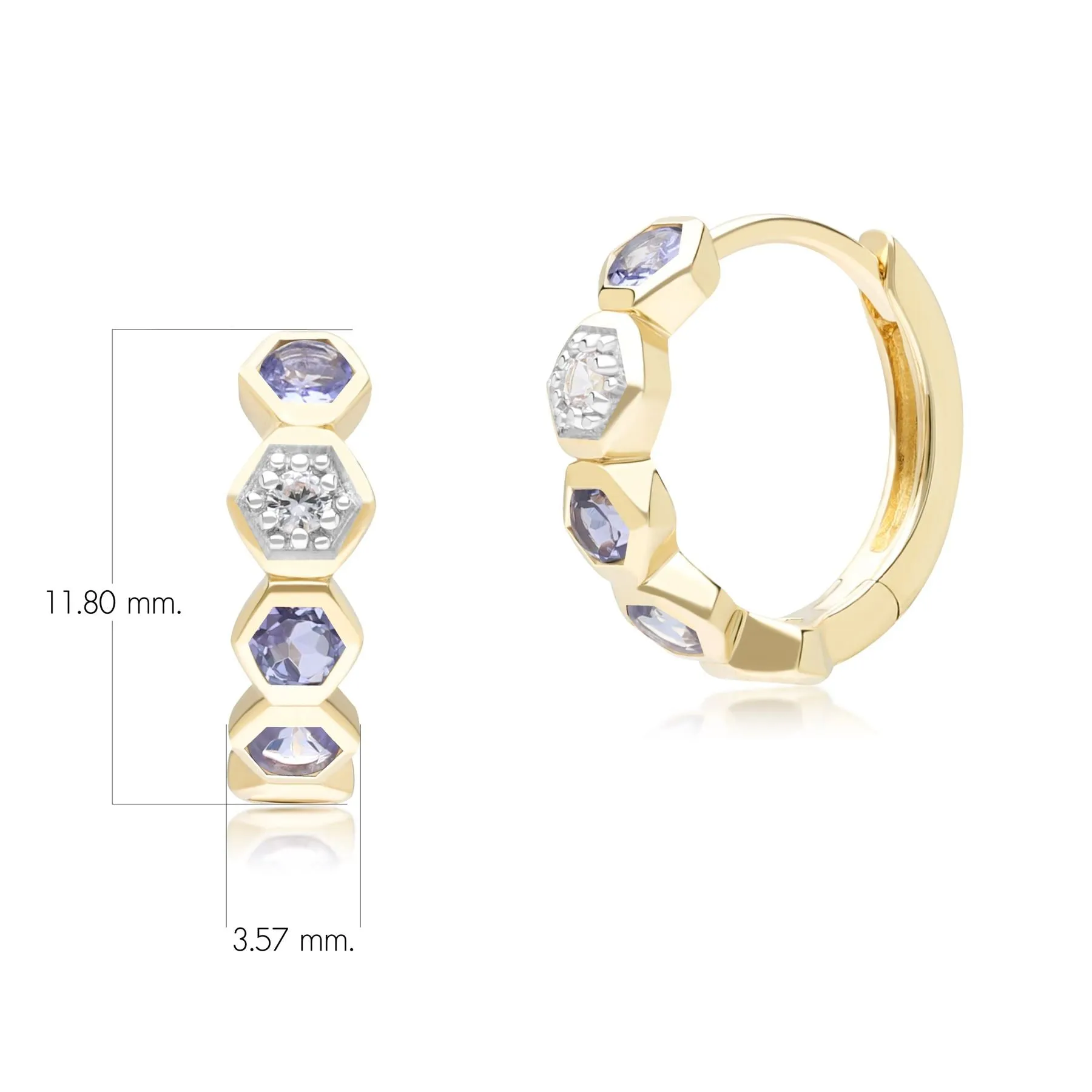 Geometric Round Tanzanite and Sapphire Hoop Earrings in 9ct Yellow Gold sold by Gemondo Jewellery product image thumbnail 4