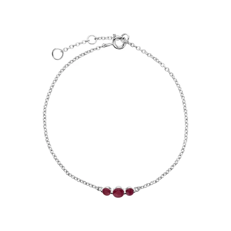 Classic Round Ruby Three Stone Gradient Bracelet In Sterling Silver sold by Gemondo Jewellery