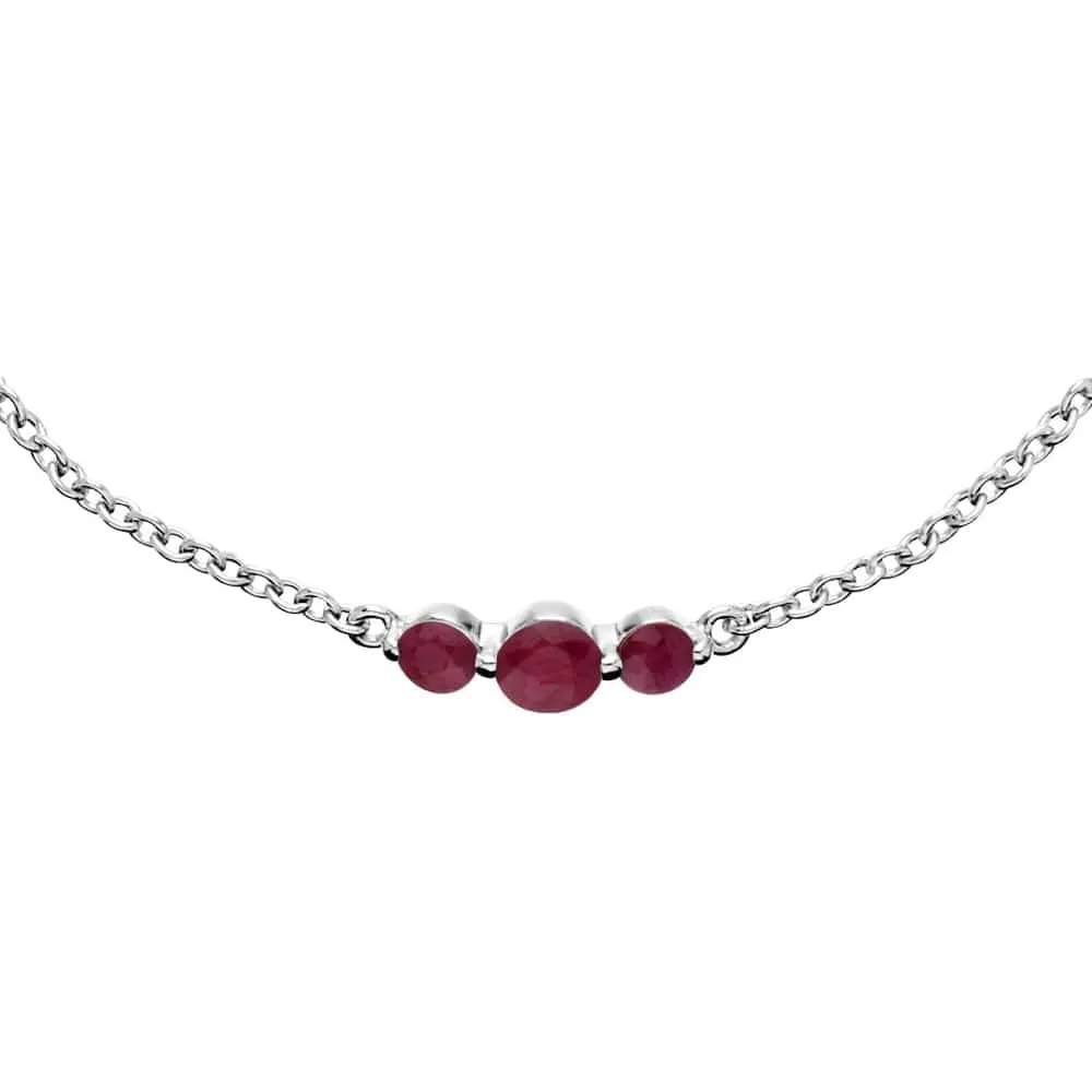 Classic Round Ruby Three Stone Gradient Bracelet In Sterling Silver sold by Gemondo Jewellery product image thumbnail 2