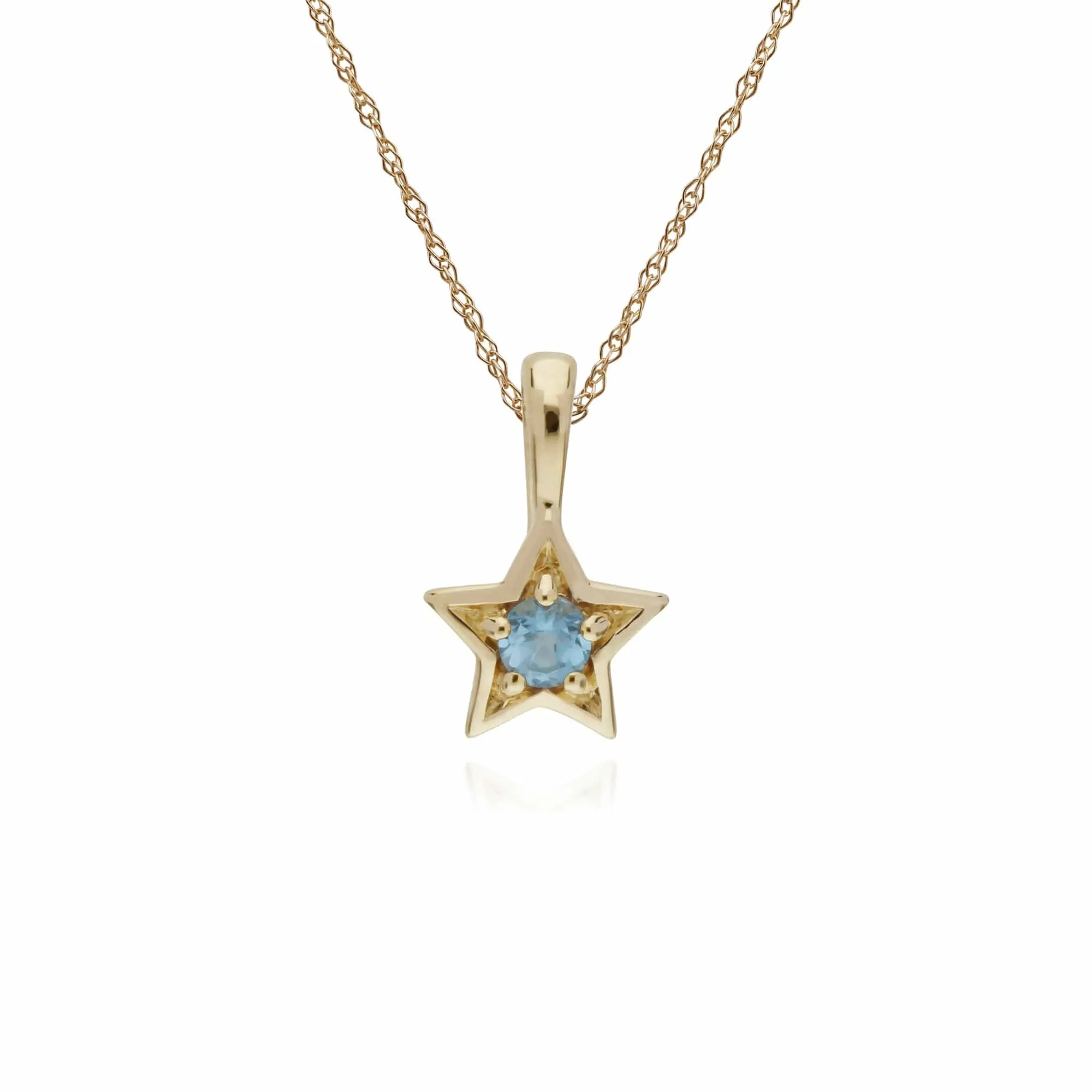 Contemporary Round Blue Topaz Single Stone Star Earrings & Necklace Set in 9ct Yellow Gold sold by Gemondo Jewellery product image thumbnail 3