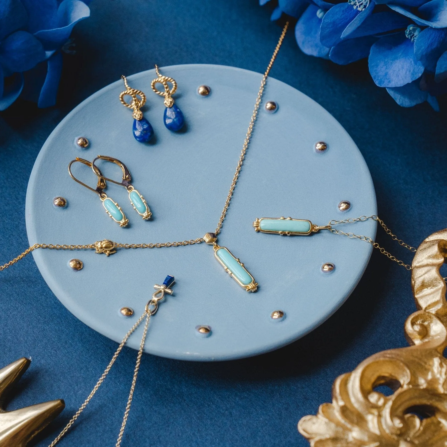 ECFEW™ Turquoise Talisman Hoop Earrings in Gold Plated Sterling Silver sold by Gemondo Jewellery product image thumbnail 4