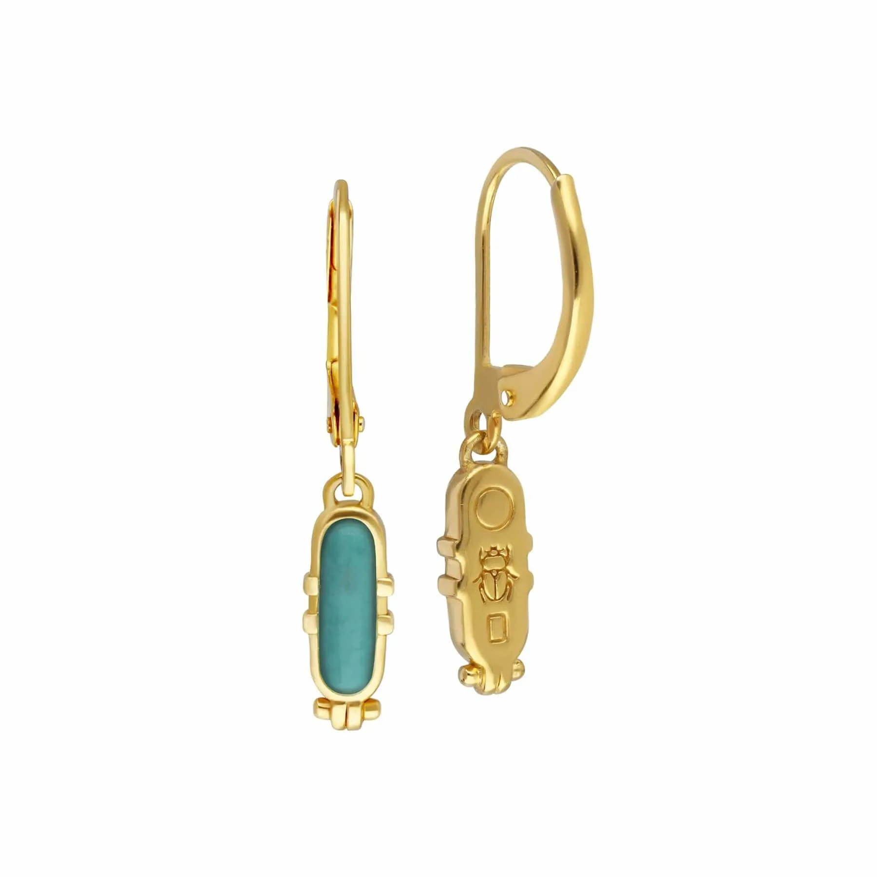 ECFEW™ Turquoise Talisman Hoop Earrings in Gold Plated Sterling Silver sold by Gemondo Jewellery product image thumbnail 3